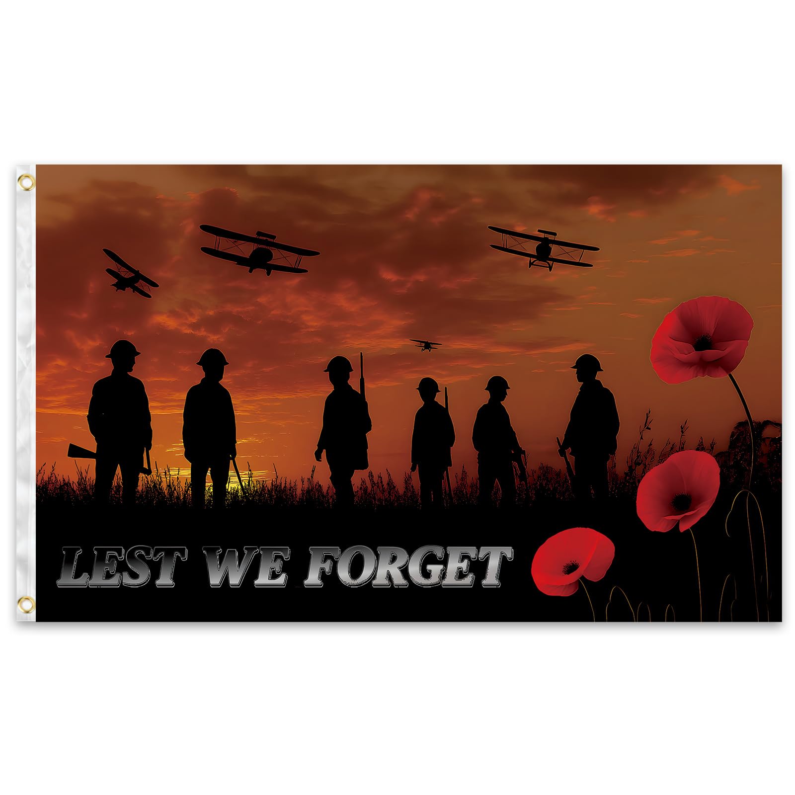 Ahfulife Ve Day Flag Lest We Forget Flag & Poppy Bunting Set – 5ft X ...