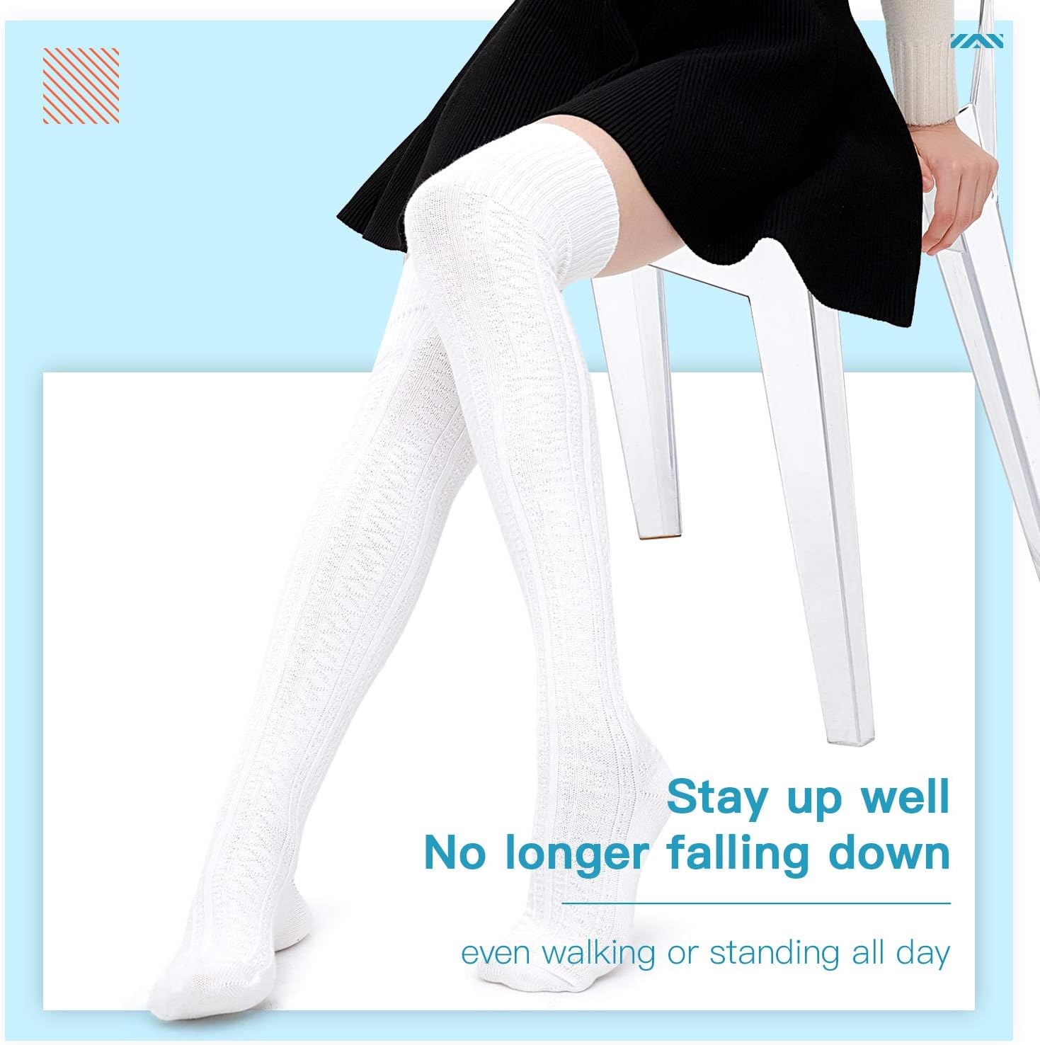 Kayhoma Extra Long Cotton Thigh High Socks Over the Knee High Boot Stockings Cotton Leg Warmers