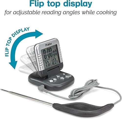 Miniatura 3 de Polder Combinación clásica de termómetro y temporizador digital para carne programable en horno