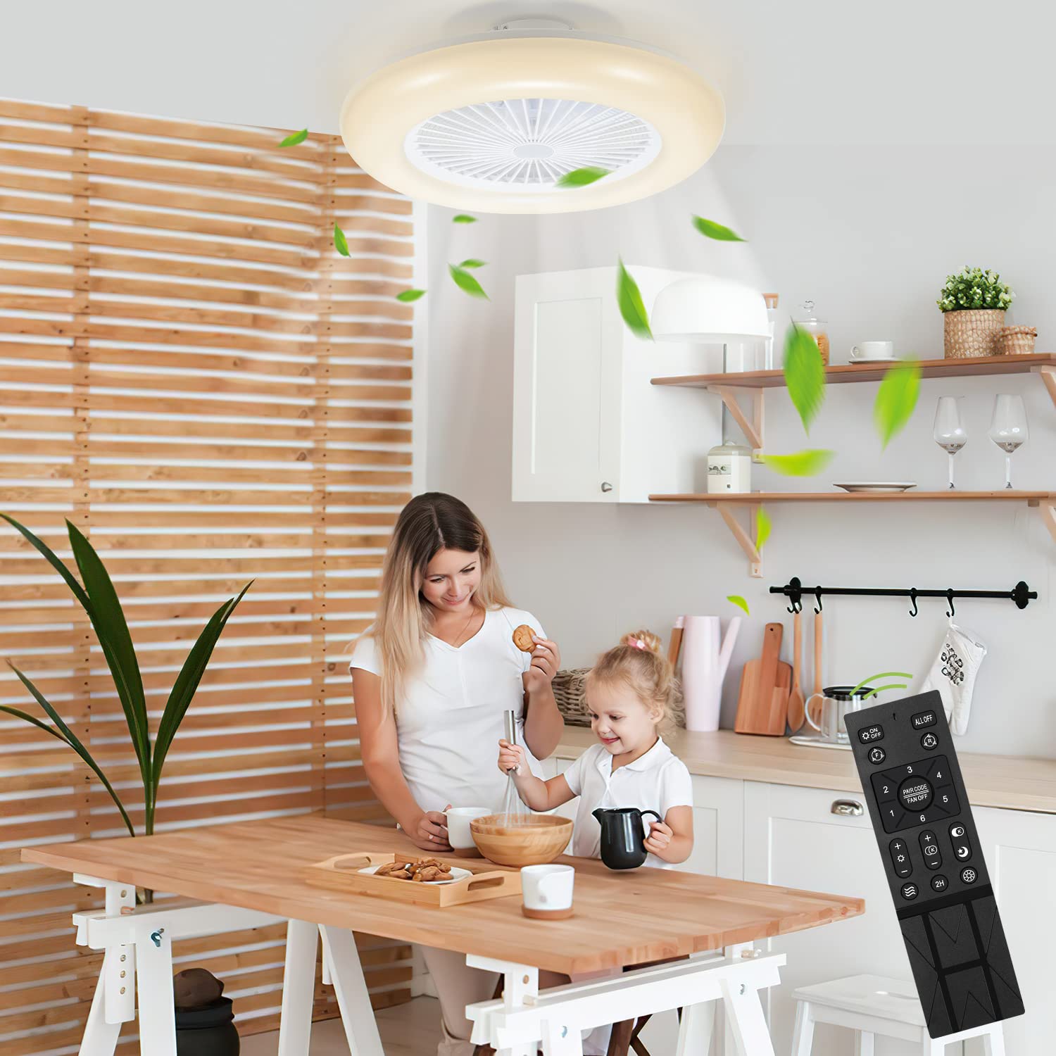 Daromigo 80W Ventilatore da soffitto con luce telecomando e APP, Modalità Estiva e Invernale, Dimmerabile LED Plafoniere mit 6 Velocità Della, 3 Light Color Change und Timer