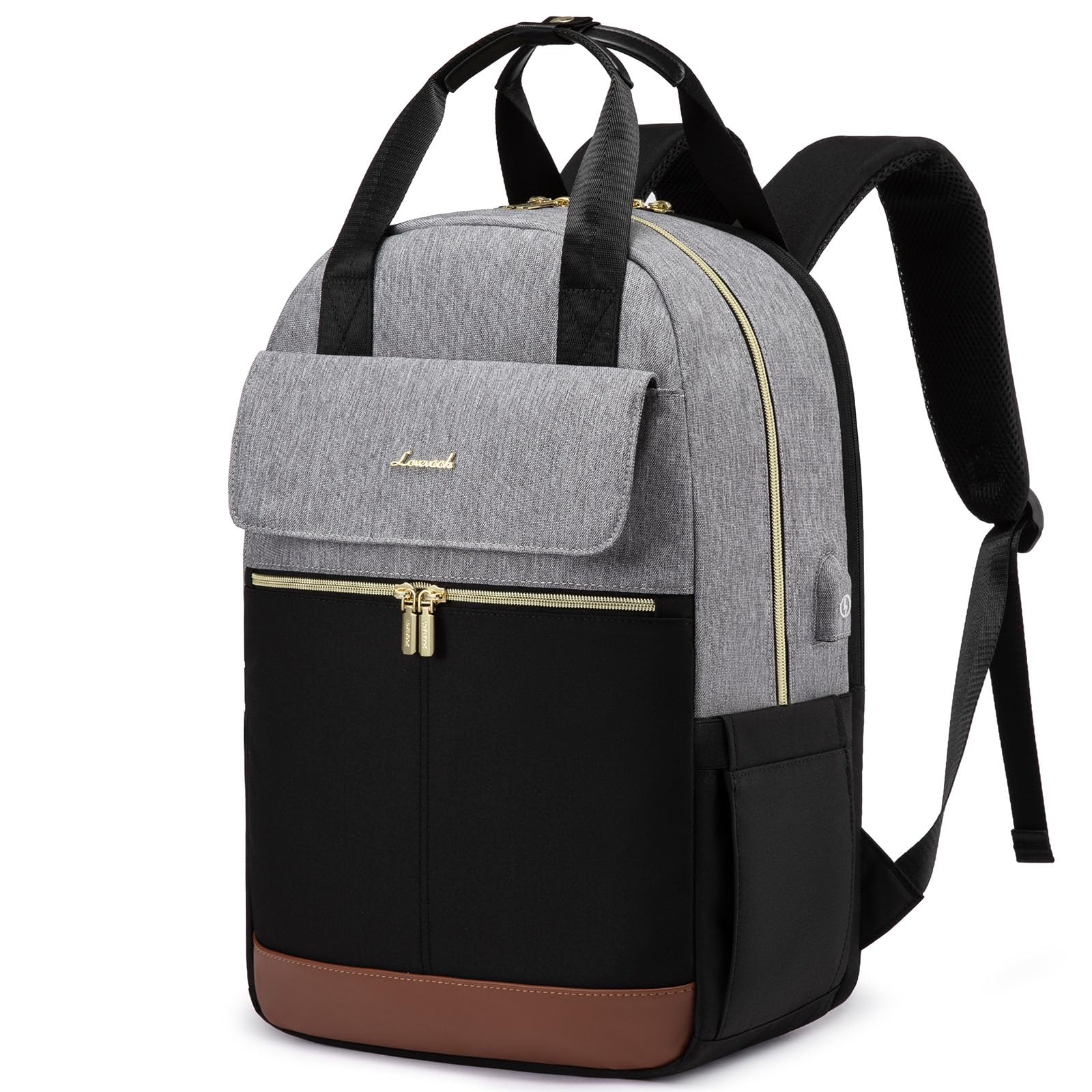 LOVEVOOK Rucksack Damen, 15,6 Zoll Schulrucksack Mädchen mit Laptopfach & USB Ladeanschluss, Wasserdicht Schultasche Arbeitstasche Reiserucksack Elegant Backpack Women für Uni Reise Büro