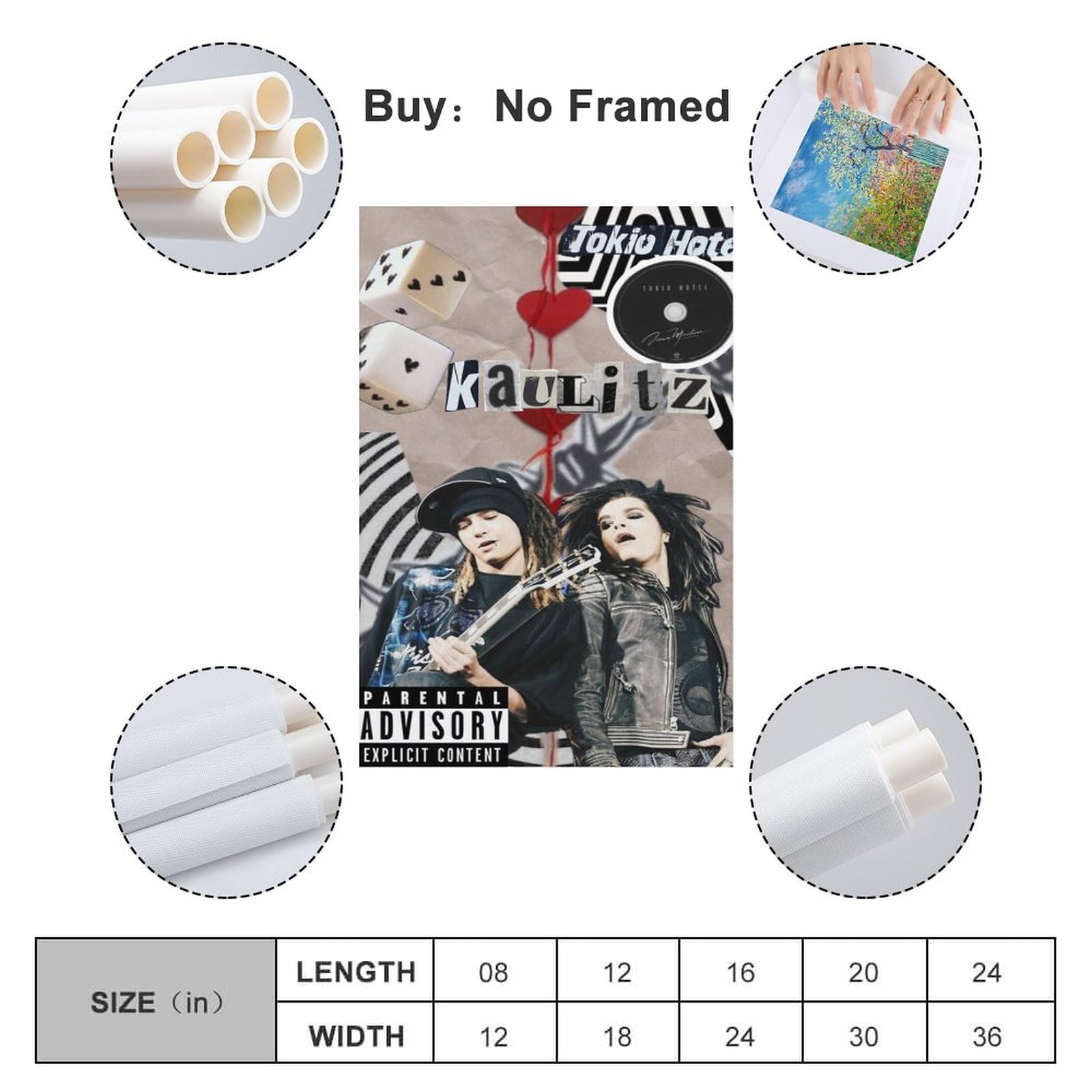 Chanteur Bill Kaulitz Tom Tokio Hôtel Affiche Imprime Peinture Murale Chambre Salon Autocollant Mural Petit