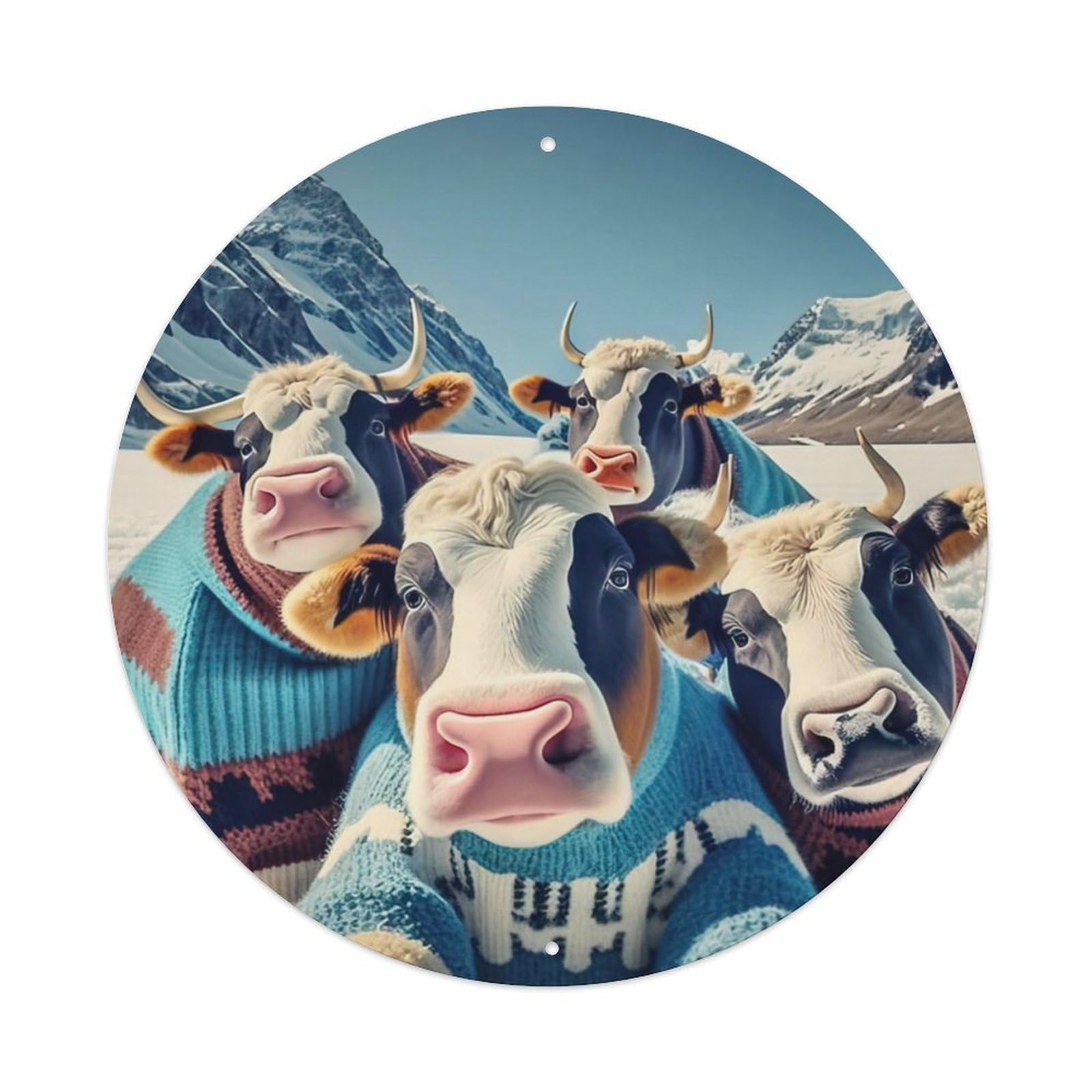 Funny Animals Cow Family Selfie Metal Tin Sign