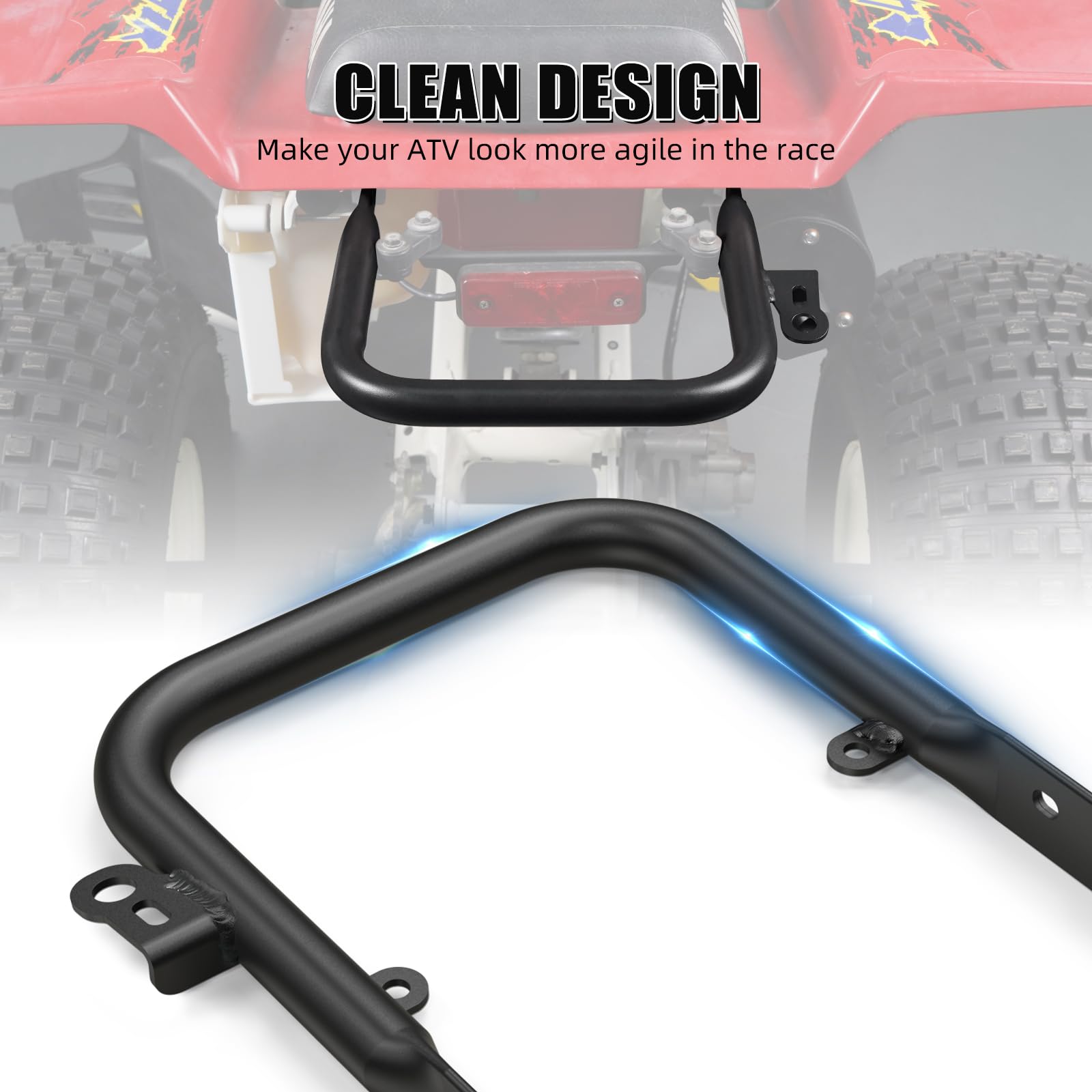 NICECNC Schwarzer Haltegriff hinten, robuster Karbonstahl, kompatibel mit Yamaha Blaster 200 YFS200 1988 1989 1990 1991 1992 1993-2006, Ersatz für 5KJ-2845R-30-00, 5KJ-2845R-00-00