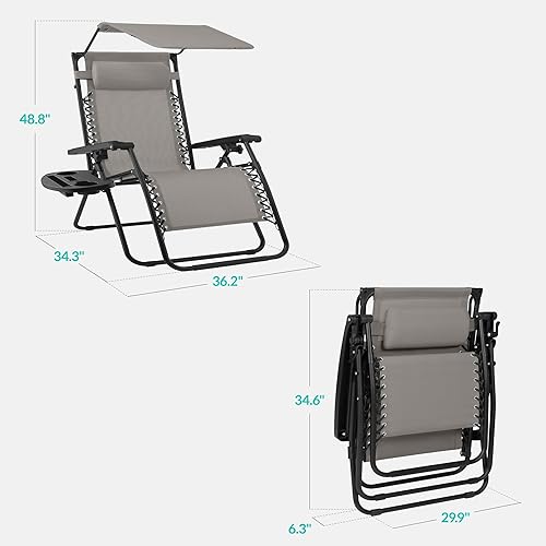 Miniatura 222 de Best Choice Products Silla reclinable plegable de gravedad cero para exteriores, de patio, para salón al aire libre, con toldo ajustable, Bandera