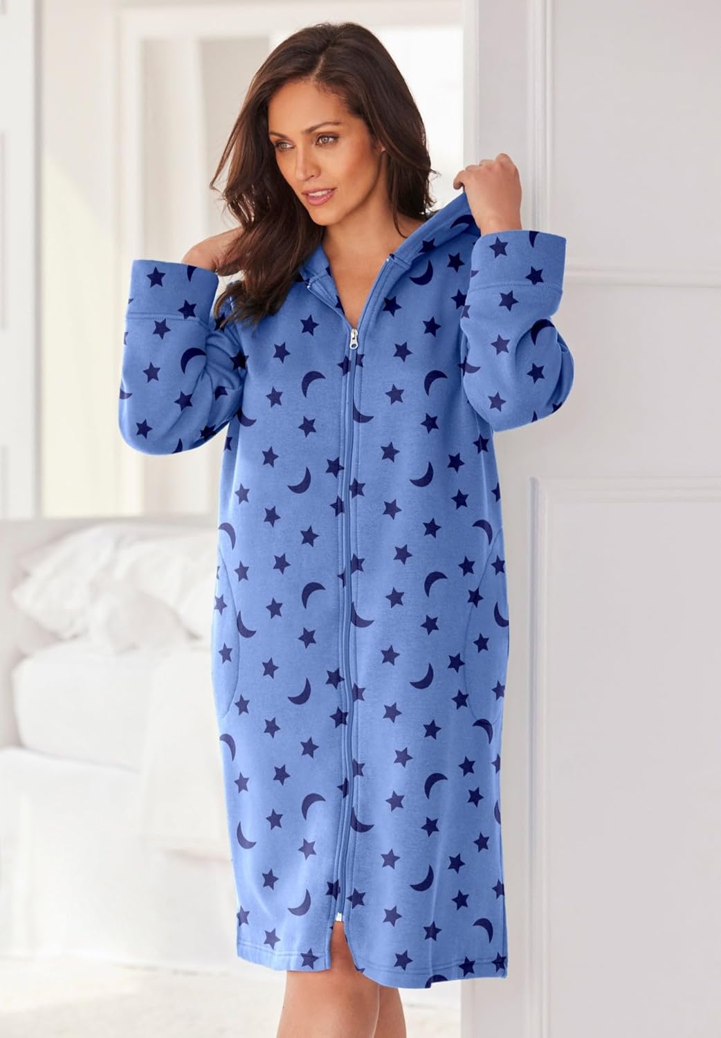 Dreams & Co. Plus Size Short Hooded Sweatshirt Robe