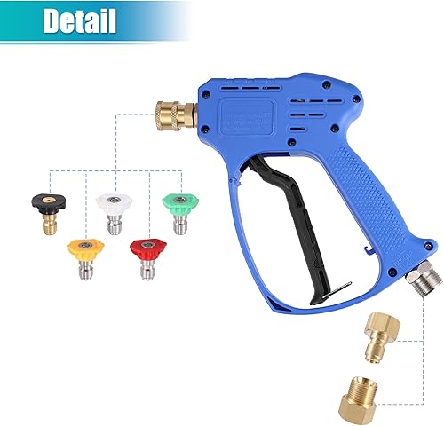 Miniatura 4 de X AUTOHAUX Kit de pistola corta para lavadora de alta presión de 5000 PSI, herramienta de limpieza eléctrica, conector rápido de 38 pulgadas con 5