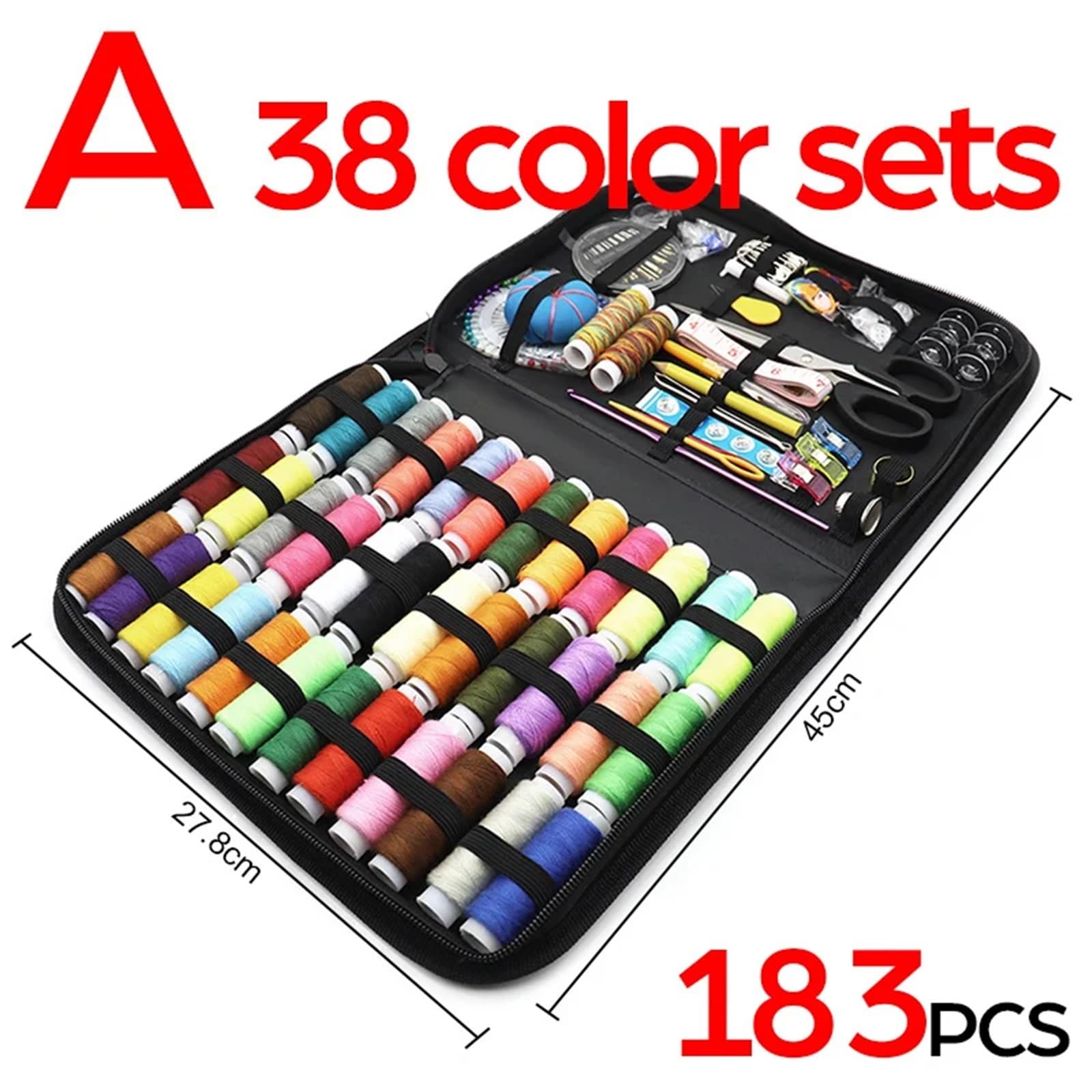 Set Cucito da Viaggio Completo Kit da cucito fai te, set di scatole multifunzione for trapuntatura a mano, filo ricamo, accessori for, kit(Sewing Kit A)