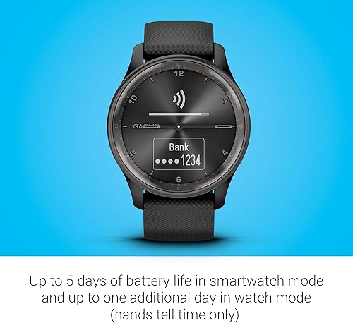 Miniatura 4 de Garmin vívomove Trend, elegante reloj inteligente híbrido, batería de larga duración, manecillas de reloj dinámico y pantalla táctil, color negro