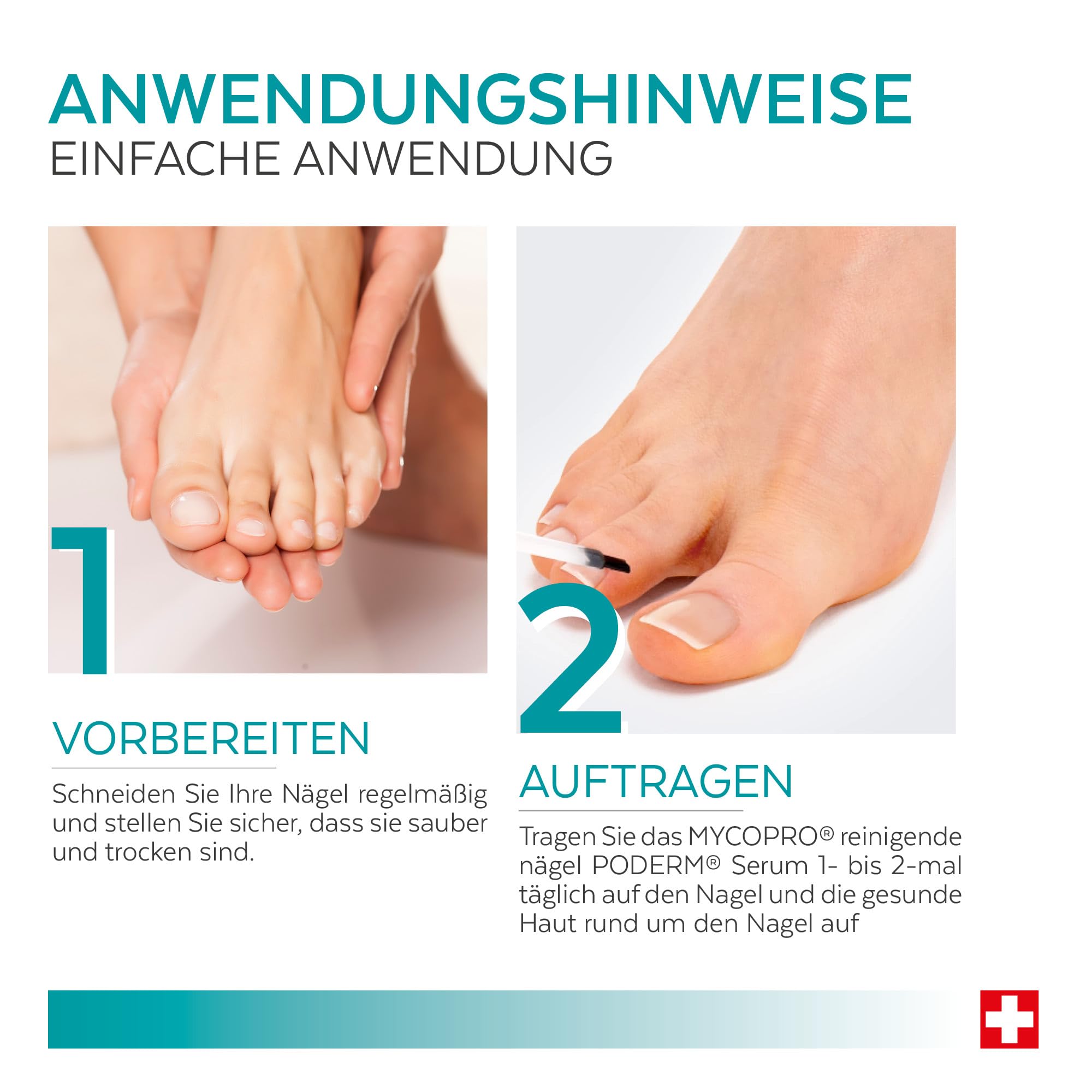 PODERM MycoPro Reinigende Nägelserum 8ml – Natürliche Pflanzenformel mit Zitrone, Rosmarin & Vitamin E | Schützt das Nagelbild & verbessert die Gleichmäßigkeit | Swiss Made