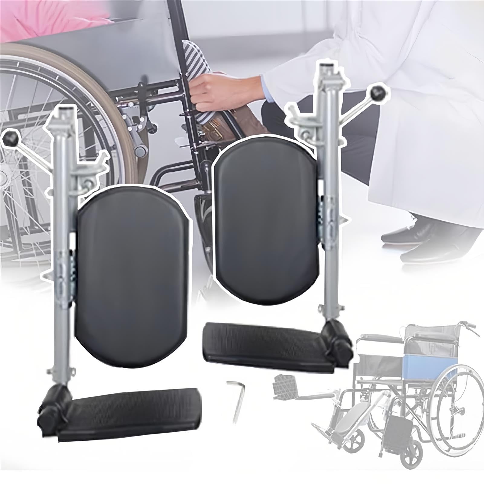 Poggiapiedi universali per sedia a rotelle con poggiapiedi in composito e supporti imbottiti per polpacci per maggiore comfort e mobilità