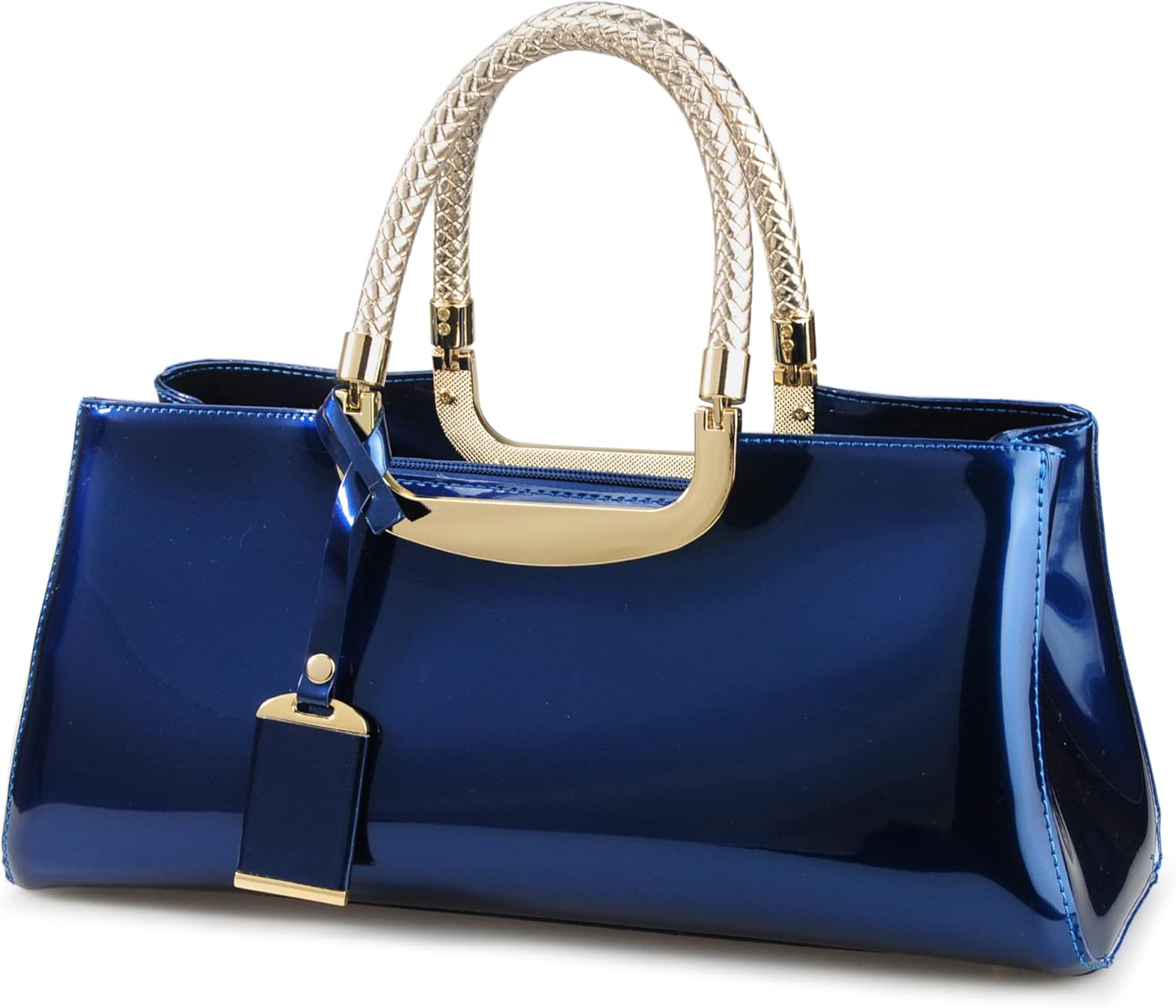 HOXIS Glossy Faux Patent Leather Structured Shoulder Handbag Women Evening Party Satchel