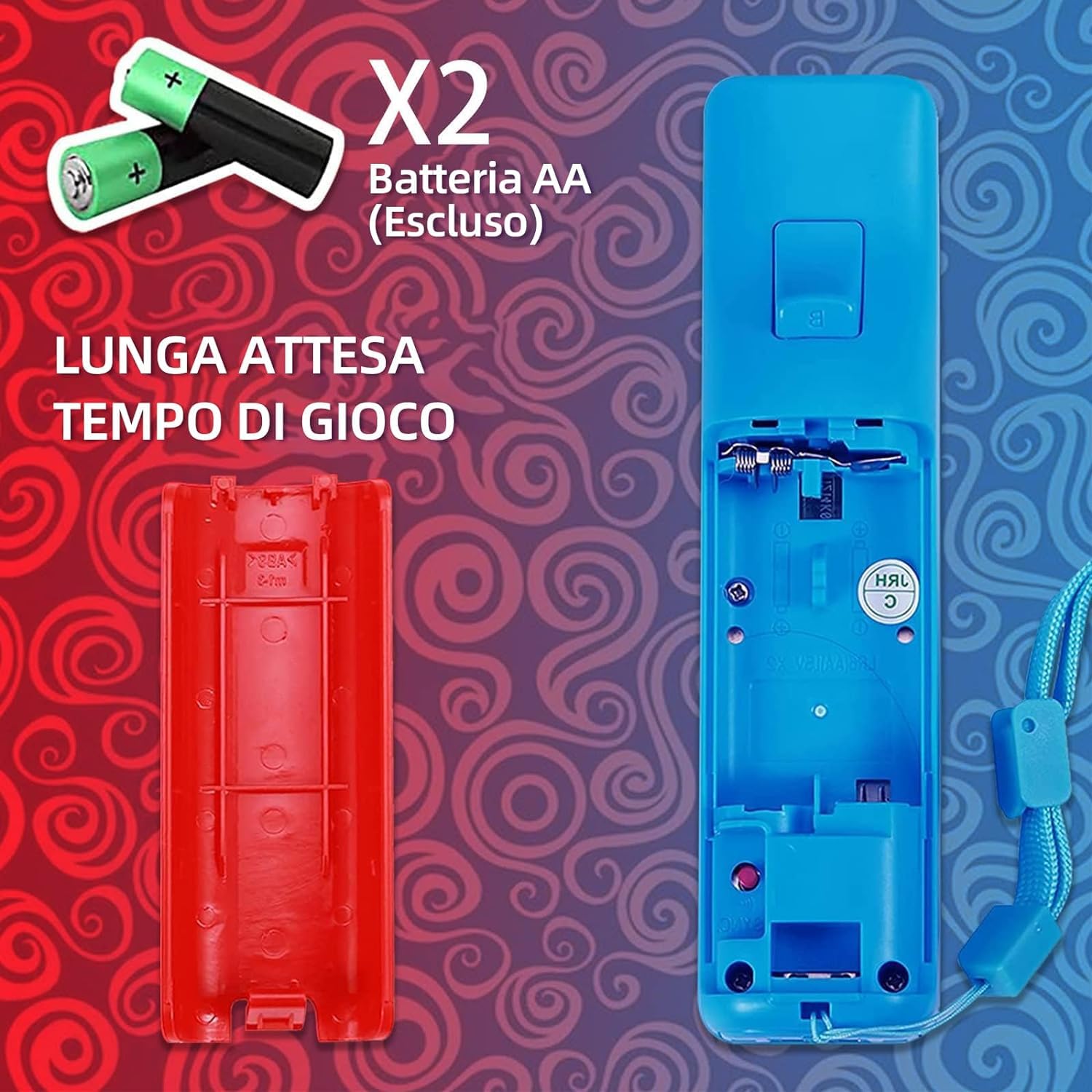 AUFGLO Wii Controller 2 Pack - Télécommande Wii avec étui en silicone et dragonne (rouge+bleu)