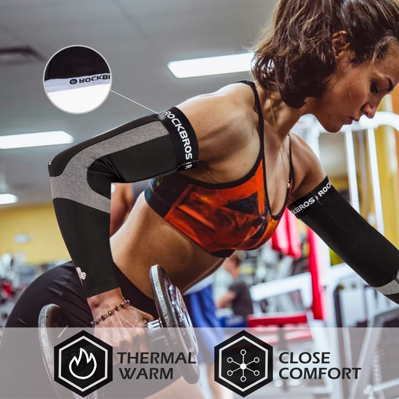 ROCKBROS Mangas Brazo/Perneras Térmicos de Invierno, Calentadores para Brazos y Piernas Antideslizantes para Ciclismo Bicicleta Running Deportes, para Hombre y Mujer