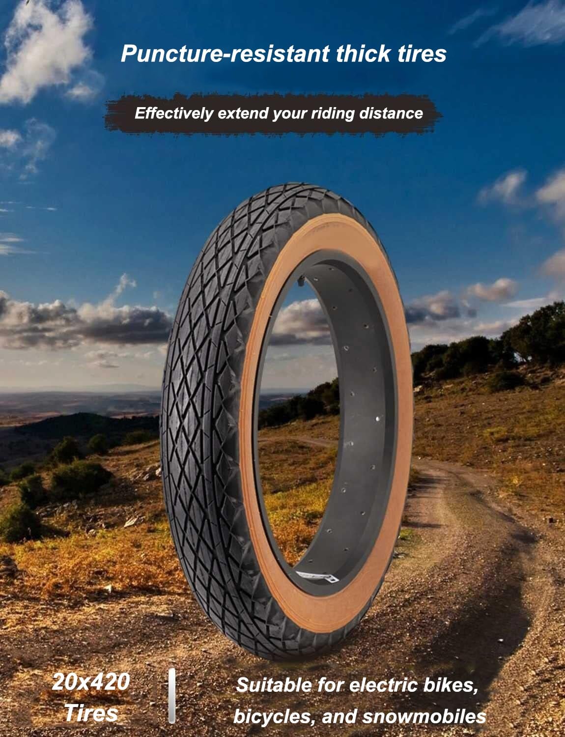 20x4.0 Fatbike-Reifen Allrad Breit 20-4.0 Leise Fahrt 20 4.0 60TPI 4PR 5-30PSI für E-Bike Schnee Strand MTB
