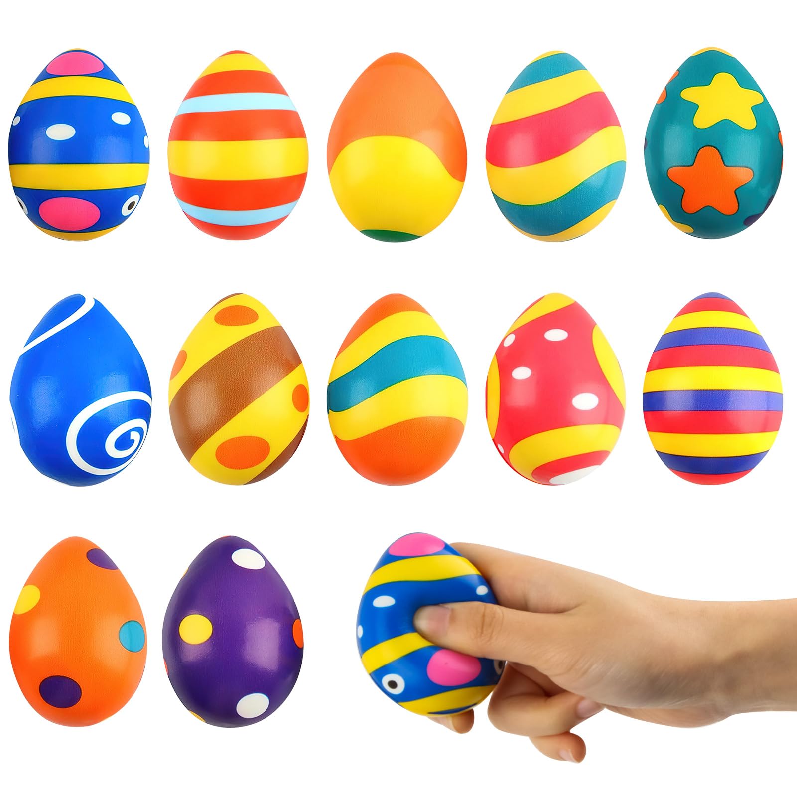 badaren Ostereier Stressball, 12 Stück Antistressball, Stressball, Stressbälle Ostern, Anti Stress Bälle, Stressball Eier Oster Mitgebsel, Ostern Geschenke, Ostergeschenk-C