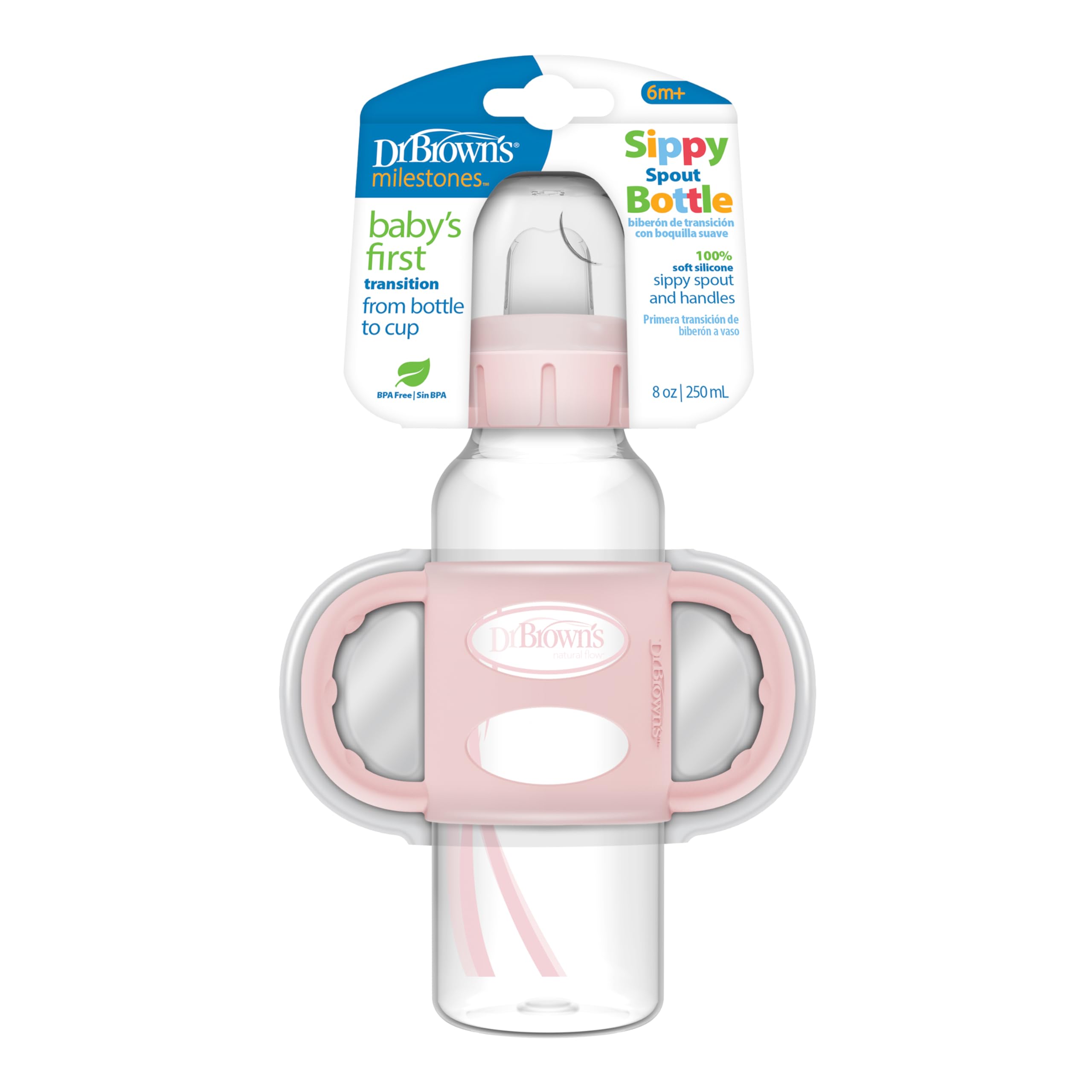 Dr. Brown’s Milestones Narrow Sippy Bottle with Silicone Handles - Pink