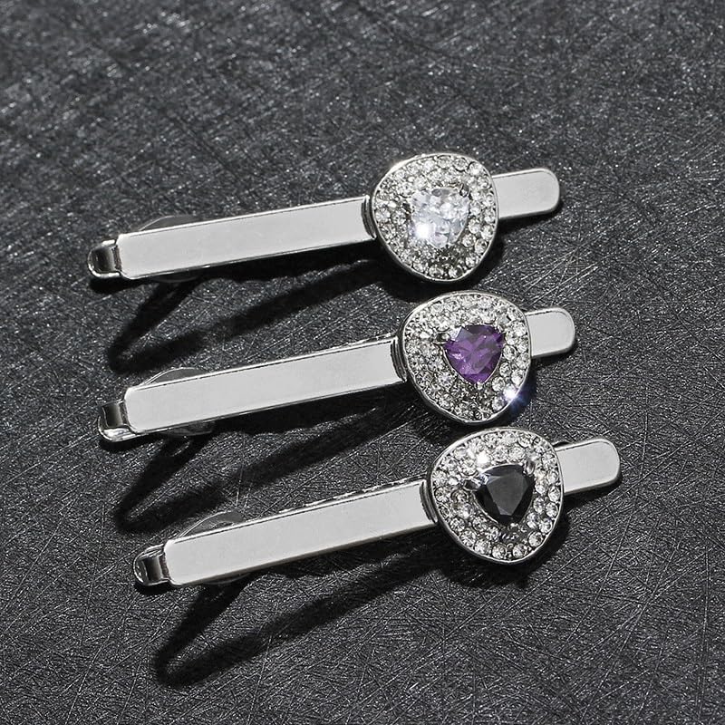 WERTGHJ Men's Diamond Studded Silver Tie Clip With Zirconia Gift for Men image 3