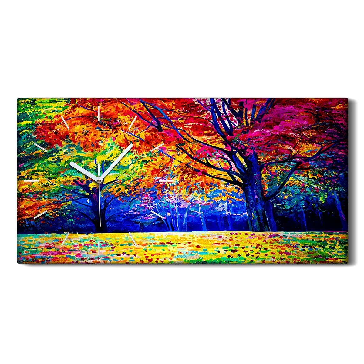 Horloge sur Toile Art Moderne Forêt Automnale Grand Format