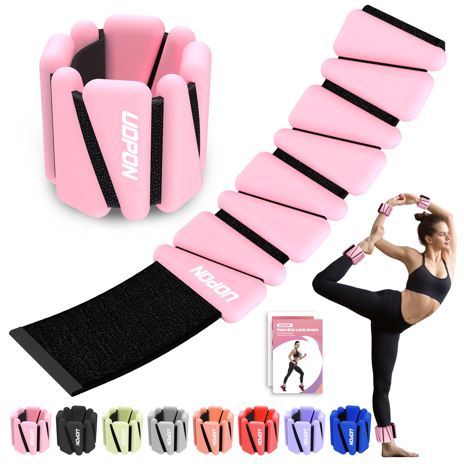Wrist Ankle Weights for Women Set of 2, Adjustable Silicone Weighted Bangles, Wearable Ultra-durable Strips Weight Bracelet 2 lbs/4 lbs for Yoga, Pilates, Barre, Walking, Arm & Leg Workout