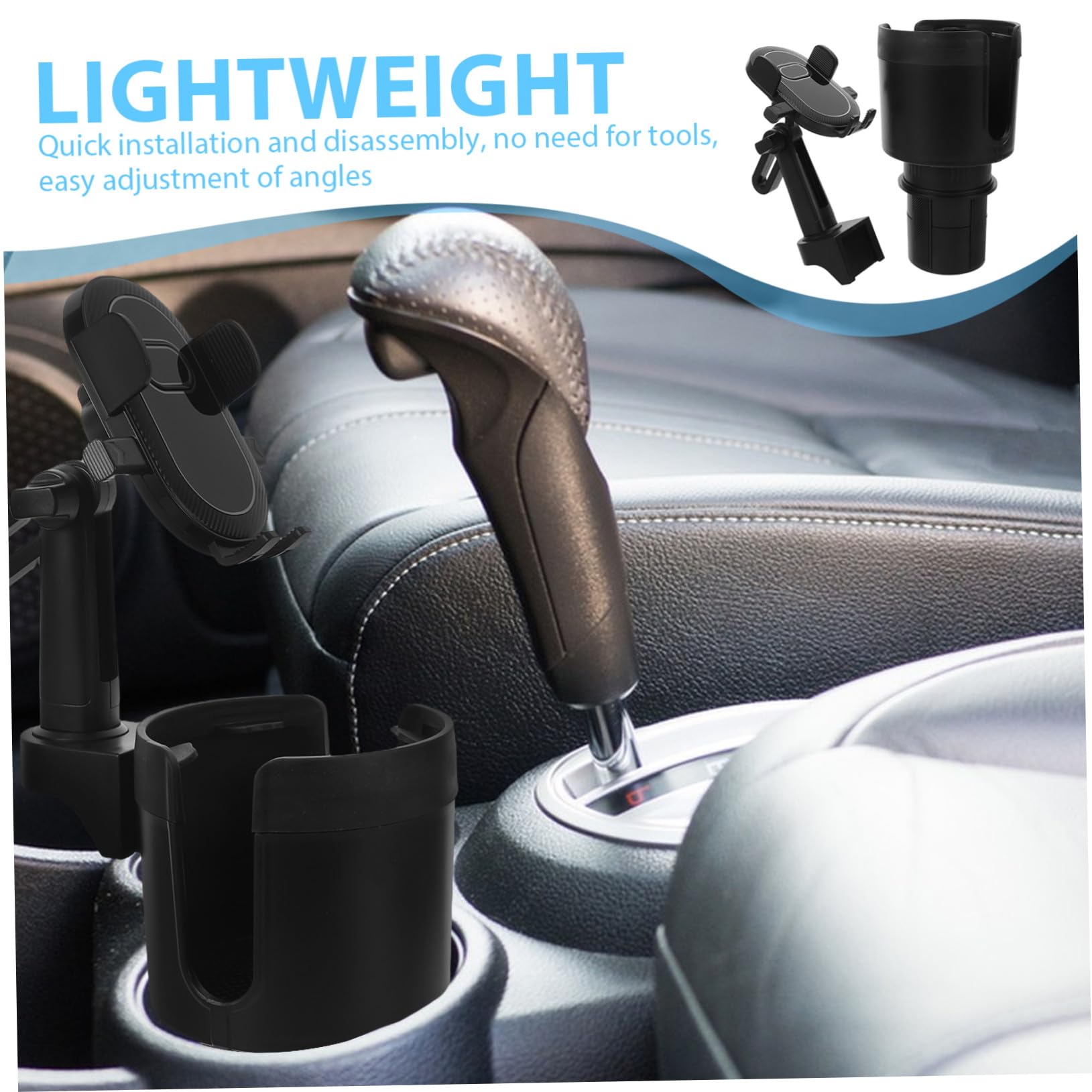 Kisangel Supporto per Cellulare da Auto Portabicchiere Nero in Plastica | Uso in Auto e Veicoli, Compatibile Smartphone e Bevande, Struttura Robusta
