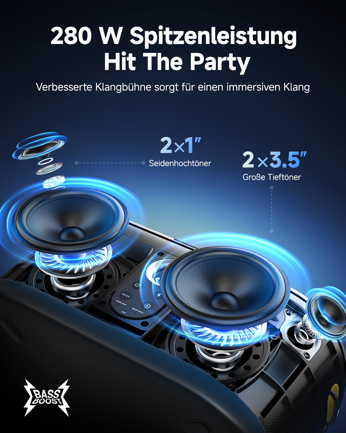 Ikarao Karaoke-Maschine mit integriertem Bildschirmdisplay, Bluetooth, kabellosen Mikrofonen & Partylicht - Perfekt für Kinder, Erwachsene & Outdoor-Aktivitäten（Shell S1）