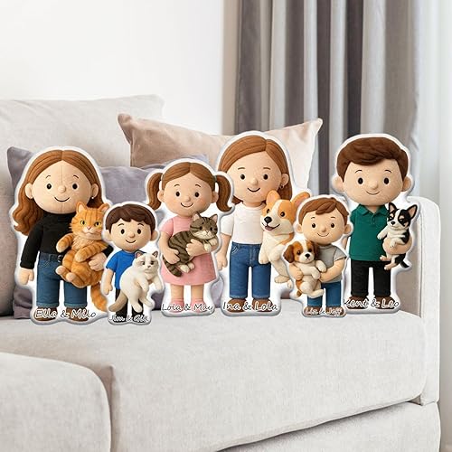 Almohada personalizada de muñecas de dibujos animados, almohada personalizada que se parece a ti, almohadas Mini Me con cara y nombre para familia,