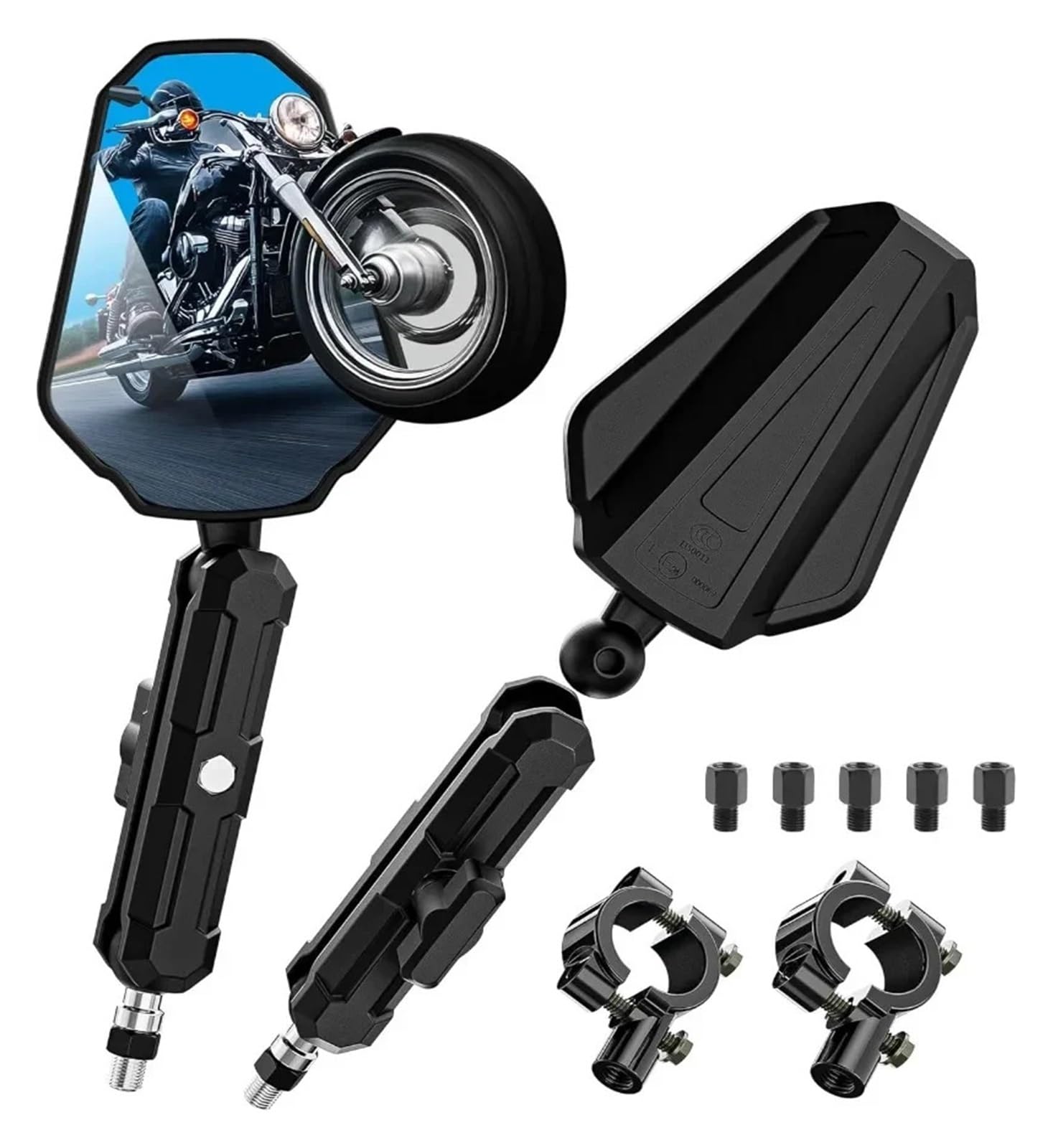 Espejo Lateral Moto retrovisor Espejo Retrovisor Universal para Motocicleta 2 Piezas Que Se Puede Girar Y Plegar Libremente. Compatible con Manillares De Superficies Lisas.