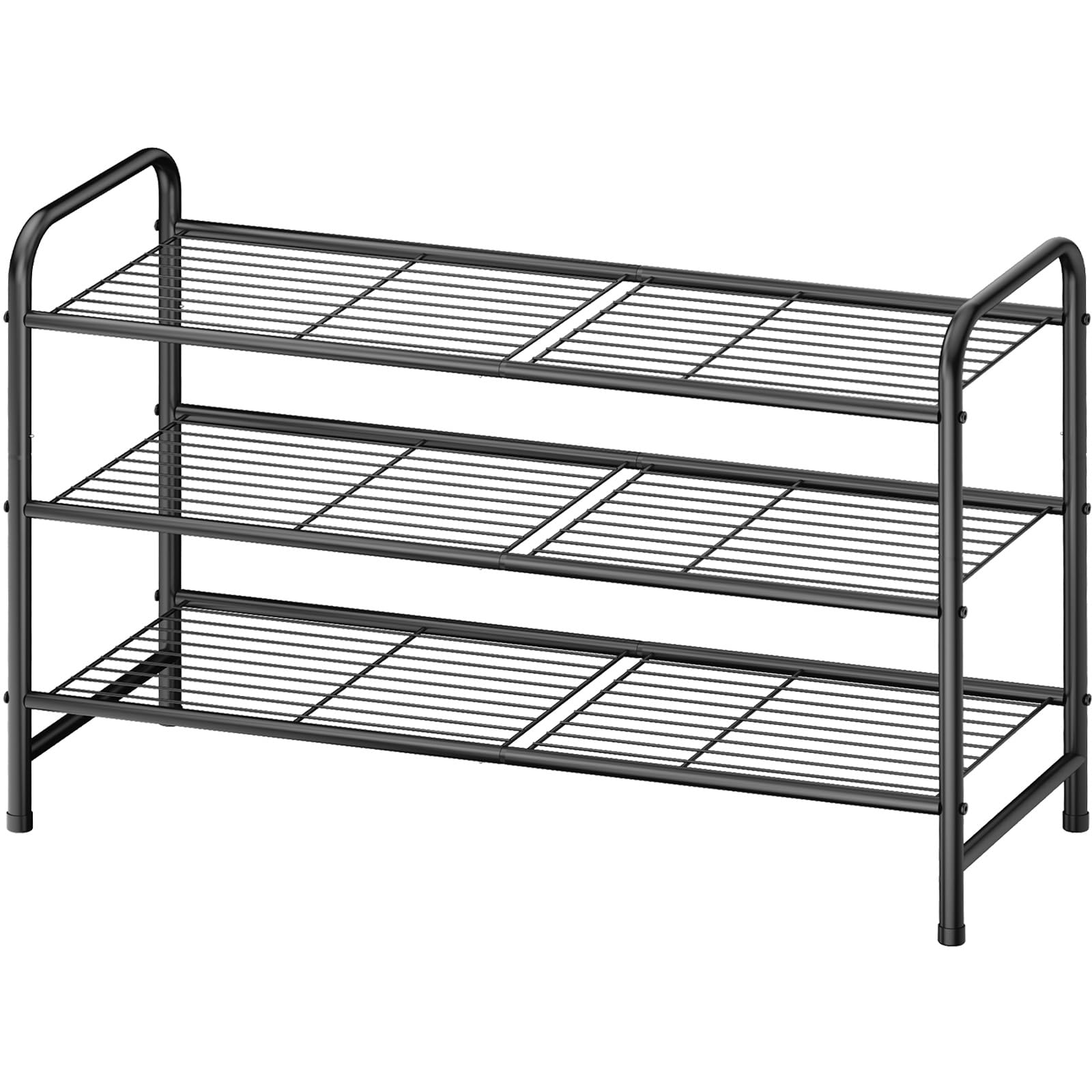 Kitsure Stainless Steel Shoe Rack Organizer, 25.6" Wide - 3 Tier, Black