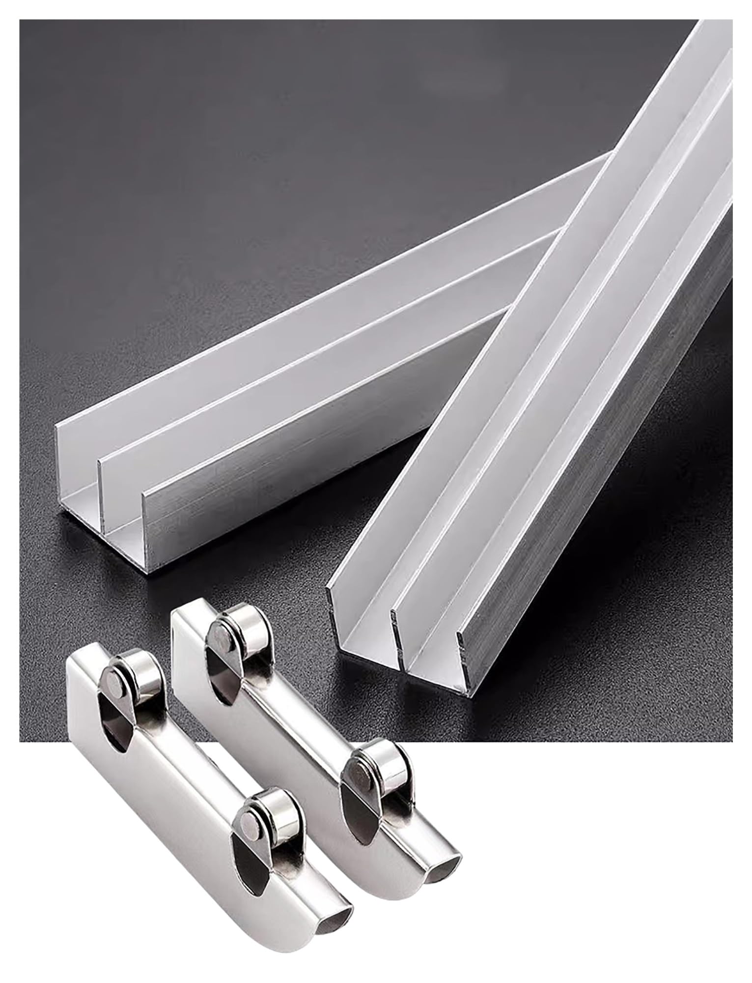 Pbwerigl One Color Sliding Glass Window Track, Aluminum Track And 4 Stainless Steel Pulleys(27.5In/70Cm)