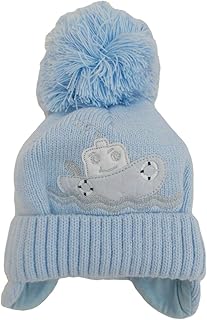 Little Nosh Baby,Clothing,Baby Boys 0-24m,Accessories,Hats & Caps Little Nosh with Tags. Baby Boys White or Blue Winter Tug Boat Bobble pom pom hat