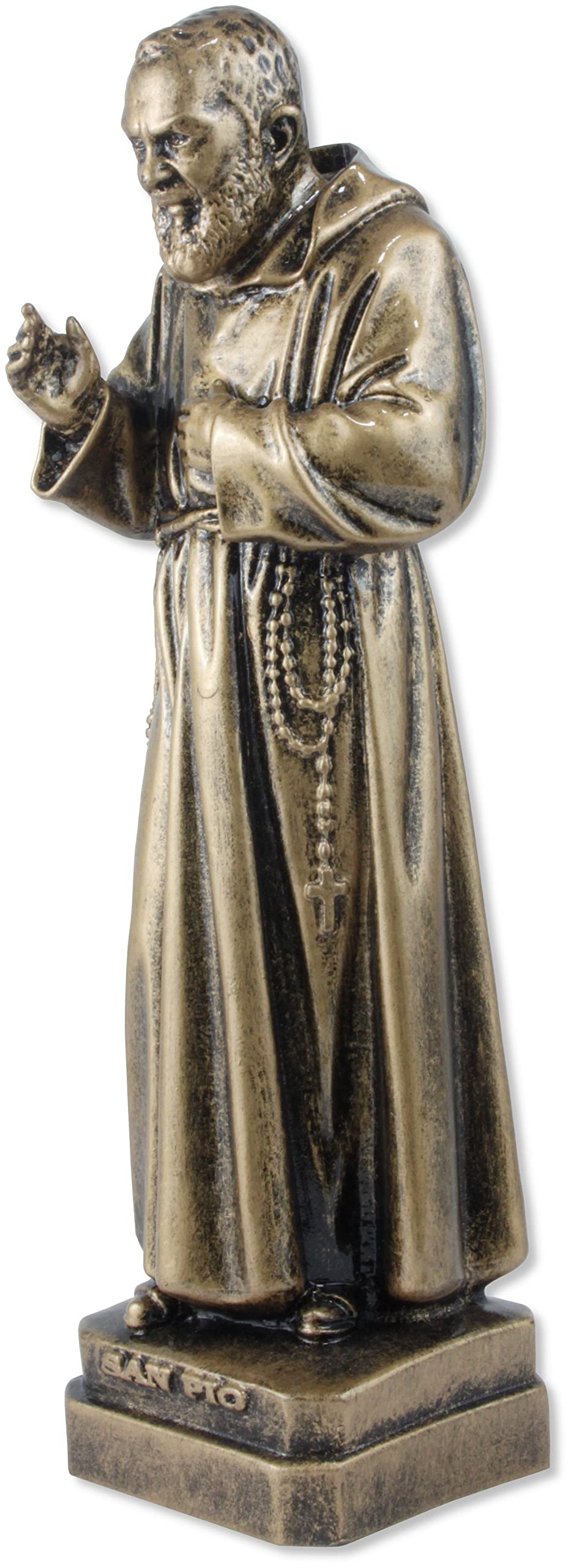 Proposte Religiose Statue St. Pio von Pietrelcina aus Kunstharz, 30 cm, bronzefarben, hergestellt in Italien