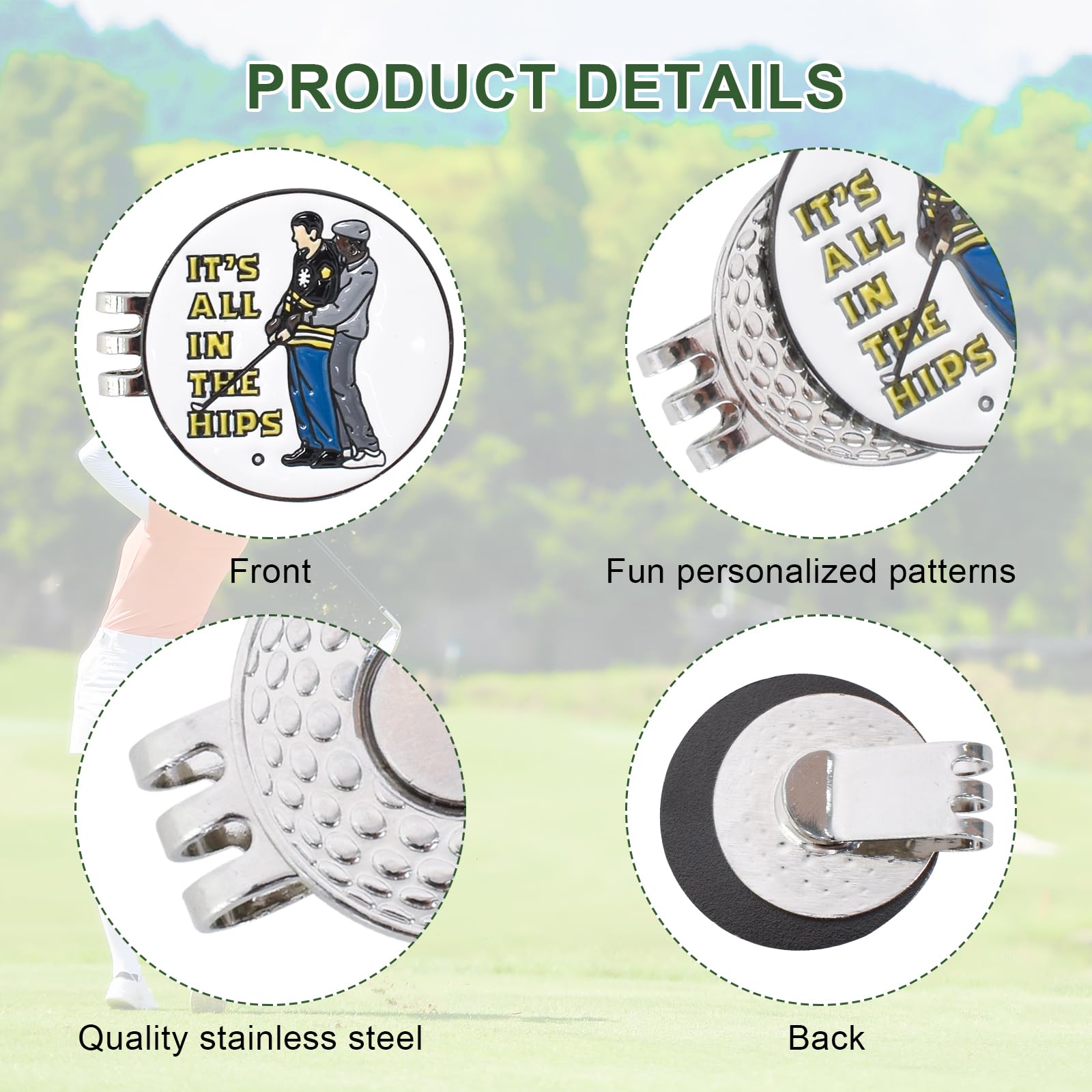 Marcador de Pelotas de Golf con Clip de Sombrero Magnético, Clip para Sombrero de Golf con Marcador de Bola Magnético, Marcador de Golf Metal Clip Magnético
