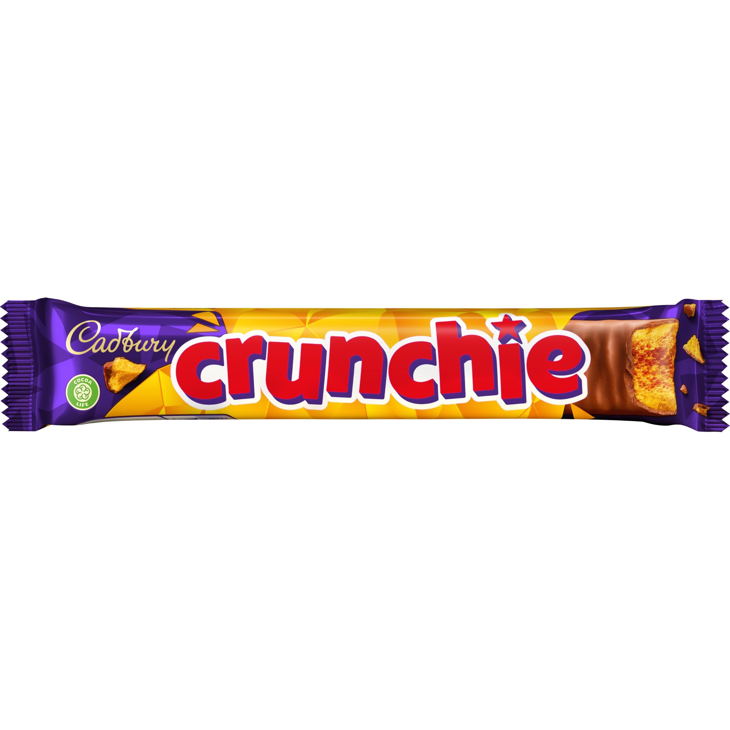 Cadbury Crunchie, Barrita de Chocolate con Leche, Sabor Cremoso y Crujiente, 40 g