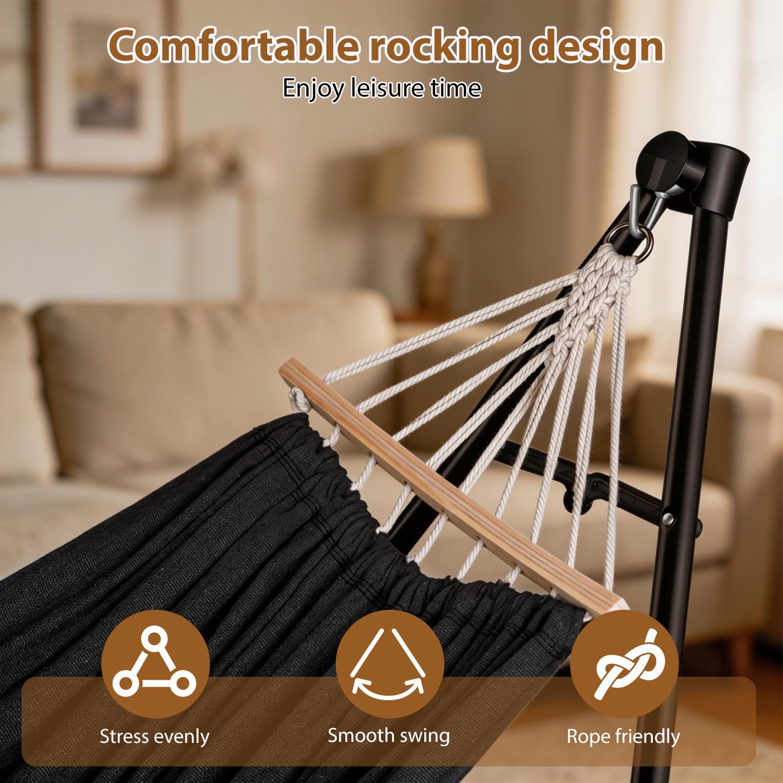 Hamaca y Sillón Colgante con Soporte Plegable, Set de Soporte de Hamaca Portátil de Doble Uso para Interior y Exterior Jardín Terraza Patio Camping Cubierta