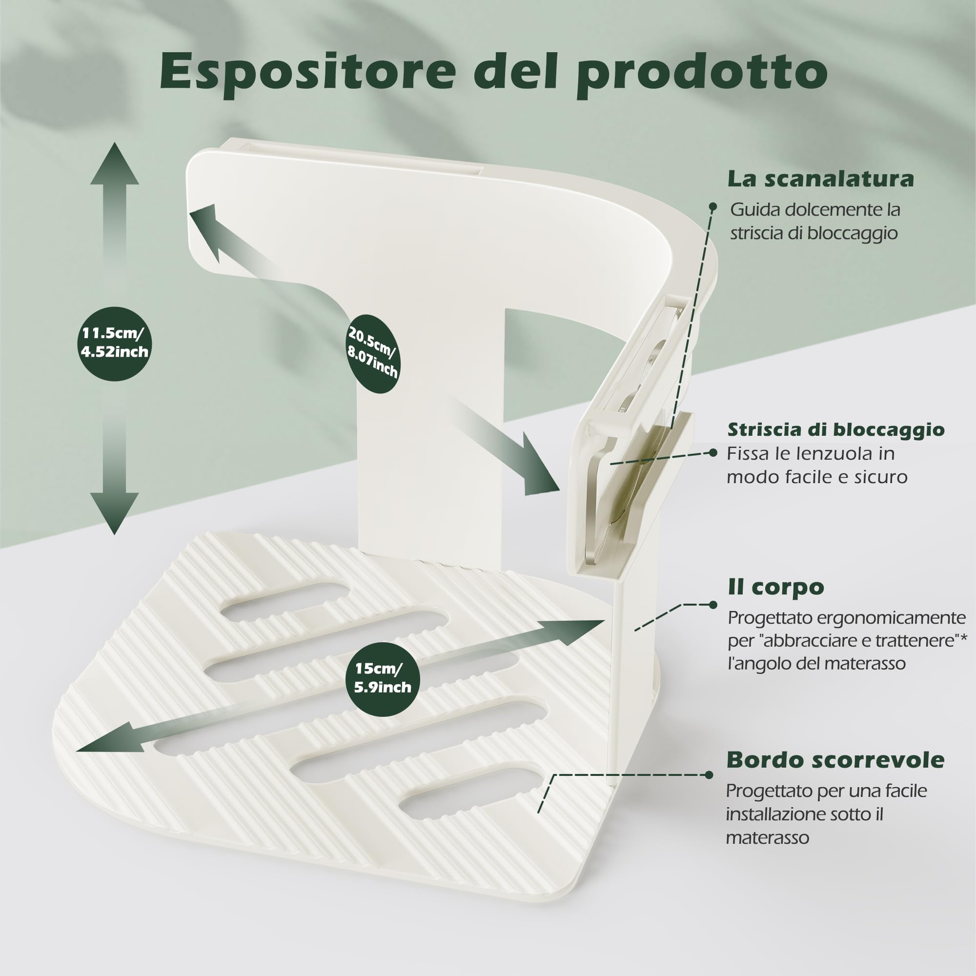 Set 4 Ferma Lenzuola Angolari, Blocca Lenzuola al Materasso, Sistema di Fissaggio Antiscivolo per Biancheria da Letto, adatti a tutti i tappeti, coperte, biancheria da letto - Bianco