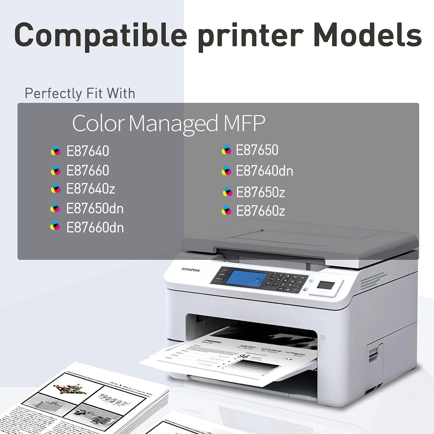 Compatible Toner Cartridge Replacement for W9050MC W9051MC W9052MC W9053MC W9050 for HP Color Managed MFP E87640 E87650 E87660 E87640dn E87640z E87650z E87650dn E87660z E87660dn(4Pack, BCMY)