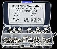 Vista 2 de #6-32#8-32#10-24 1/4-20 5/16-18 3/8-16 SAE 304-Acero inoxidable Bellota cabeza cabeza hexagonal tuercas surtidas