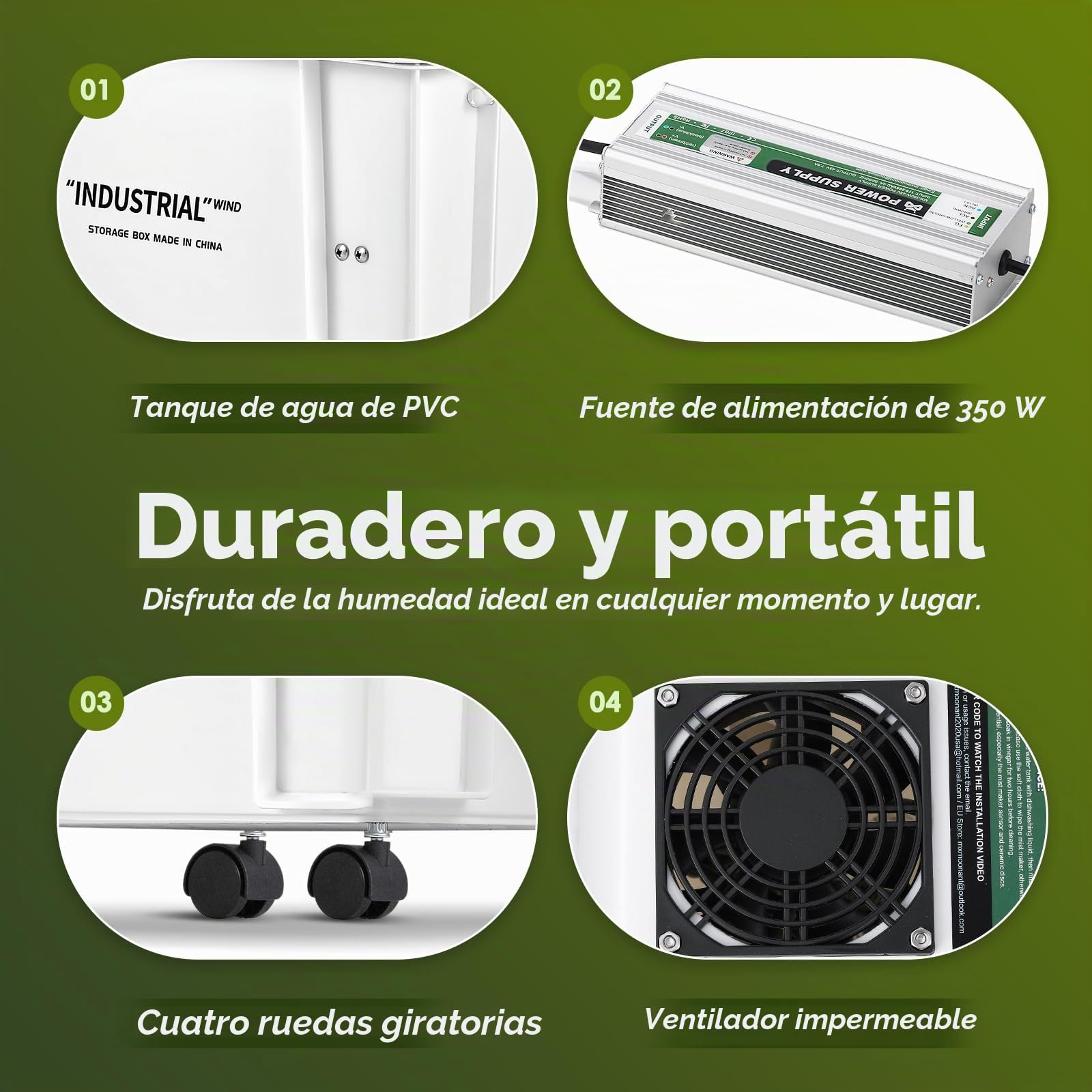 Mxmoonant Nebulizador ultrasónico 10L/H, DIY industrial, volumen ajustable | alimentación automática, interruptor humedad para cultivo de setas y talleres
