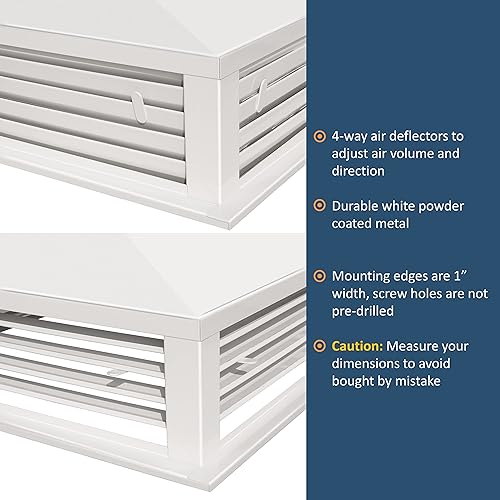 Miniatura 3 de GSW Difusor de aire ajustable de 4 vías con recubrimiento de polvo blanco de 14 pulgadas para enfriador evaporativo de pantano, borde de montaje de