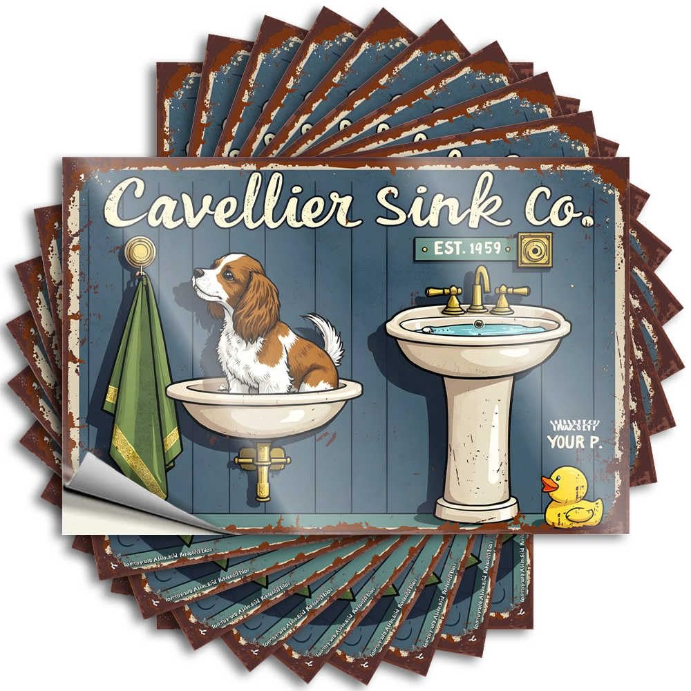 Books Saying, Teen Stuff Garage Cavalier King Charles Spaniel in Vintage Sink Advertisement | Funny Quote Fall Decals(8X12CM)