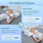 HOMCA Memory Foam Pillow, 2 in 1 Cervical Pillow for Neck Pain Relief, Ergonomic Neck Support Pillows for Side Back Stomach Sleepers with Breathable Pillowcase(White)