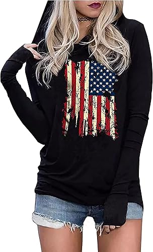 American Flag Fashion Hoodie for Women USA Flag Graphic T-Shirt