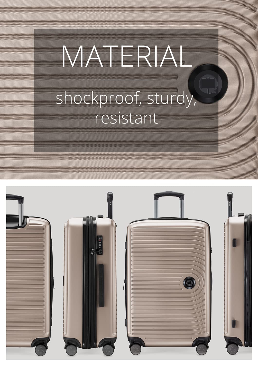 Hauptstadtkoffer - Mitte - Valise Moyenne à Coque Rigide, TSA, 4 Roues, Bagage en soute avec Extension de Volume de 8 cm, 68 cm, 88 L, Champagne - 5