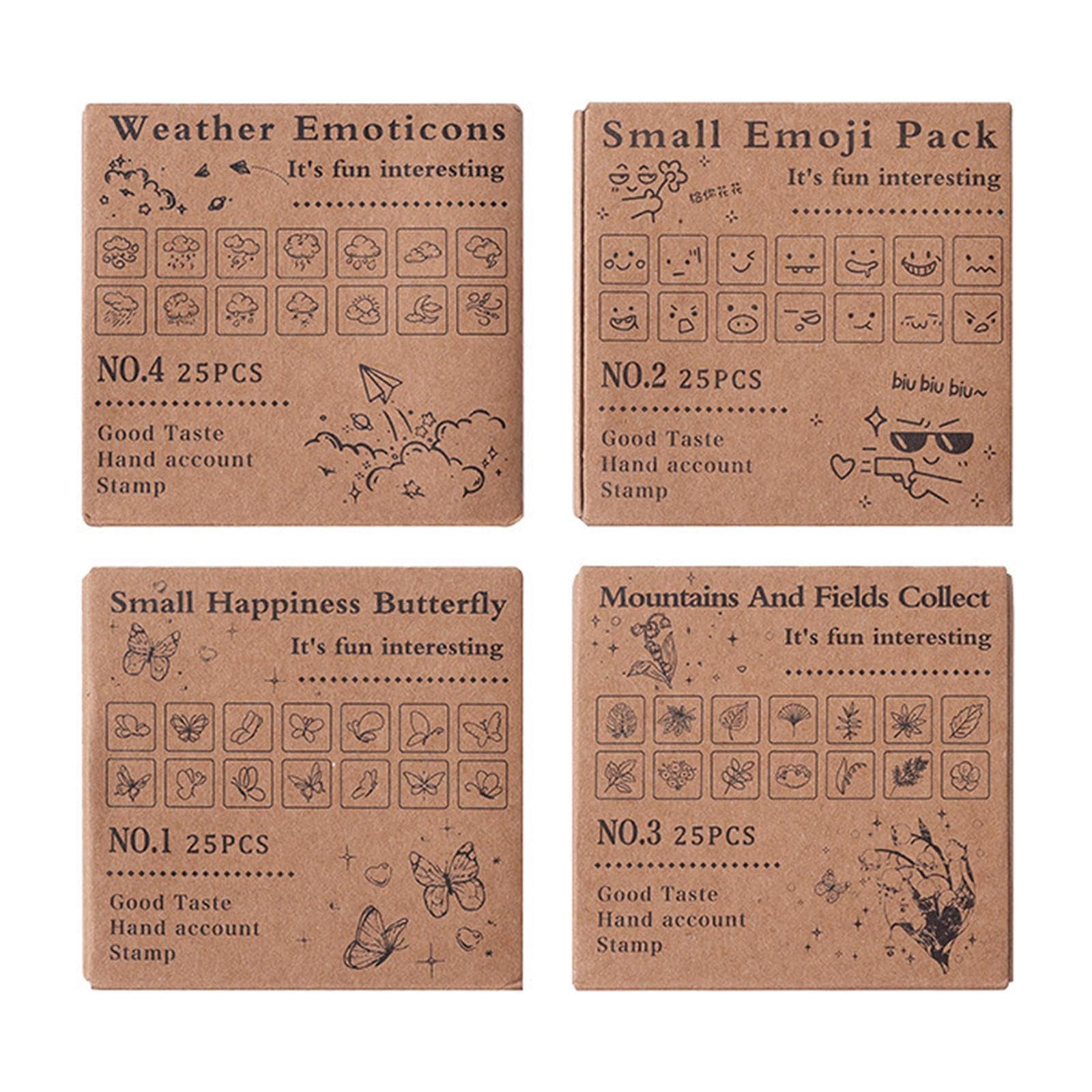 Dickly Coffret De 25 Tampons En Bois Et Caoutchouc – Motifs Créatifs, Pour Scrapbooking, Cartes Et Agenda, 1,5 Cm