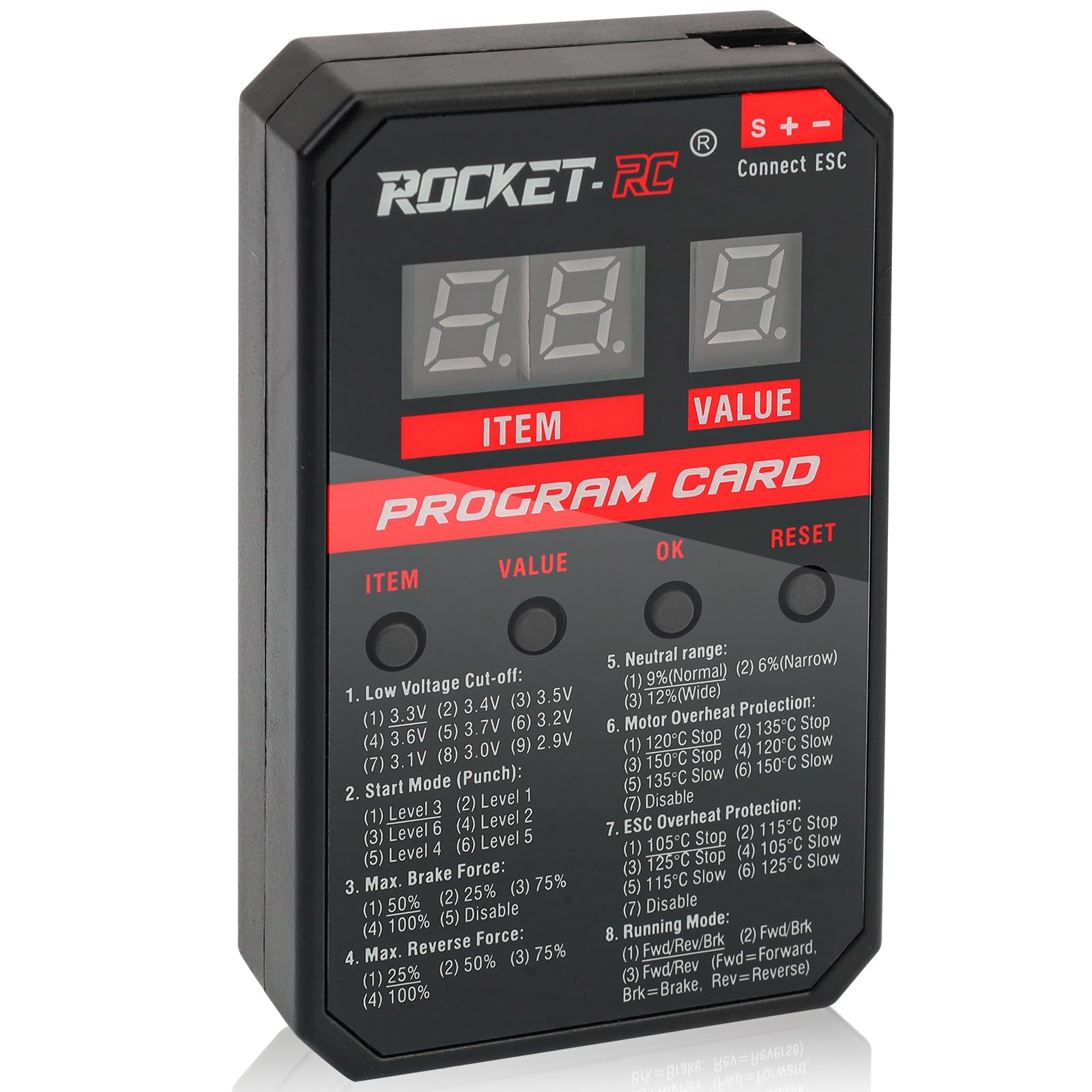 rocket-rc ブラシレスモーター17.5 120Aアンプ　プログラムカード rocket-rc ブラシレスモーター17.5 120Aアンプ プログラムカード