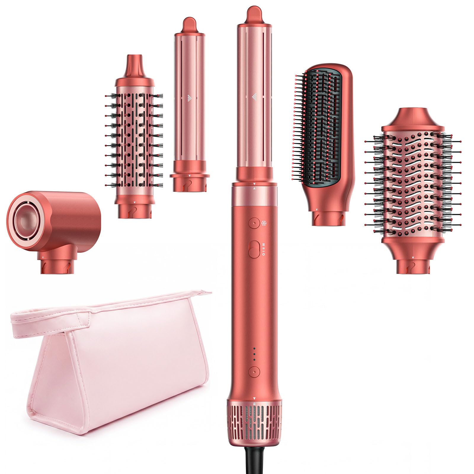 HITTIONA Air Styler 6 en 1, Cepillo Secador de Pelo, Secado Rápido, Sin Daños por Calor, Sin Frizz par Volumisation, Función de Autolimpieza para Bolsa Organizadora de Regalo, Dar Regalos