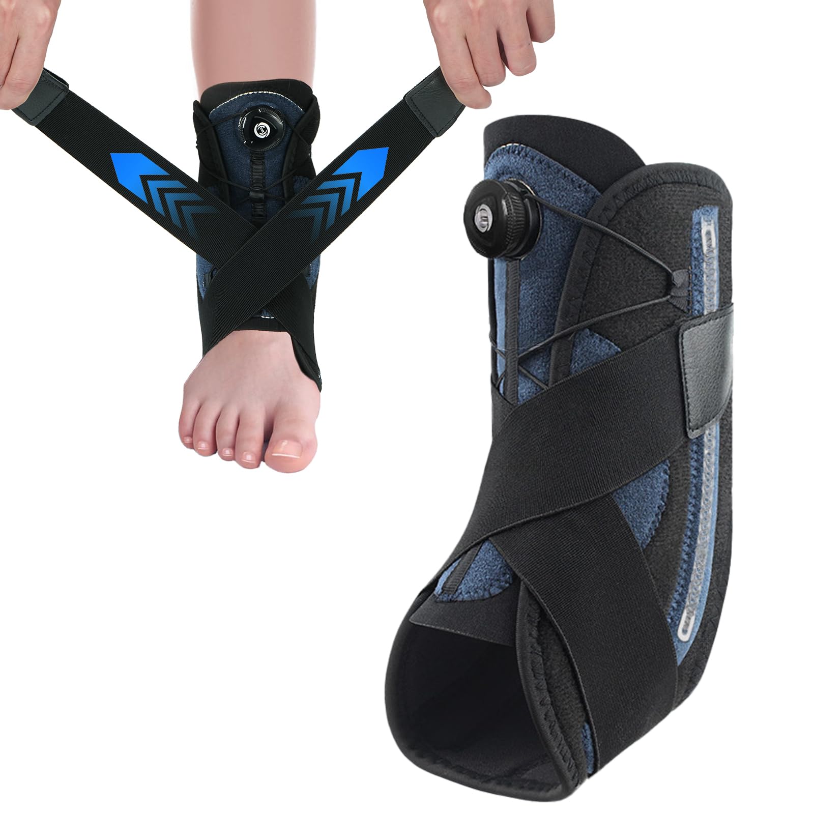 Chevillere Entorse Réglable avec bouton rotatif Attelle Cheville entorse Chevillère Stabilisatrice Rigide Chevillere de Maintien Sport pour Soulagement Blessures Protège de la cheville M