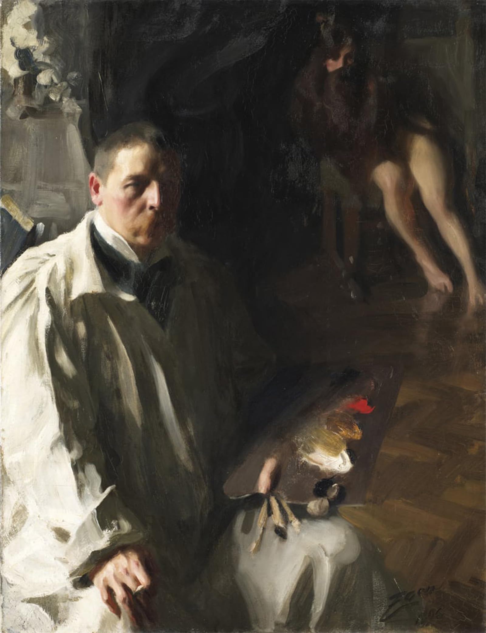 Serendipitp No Frame Abstract Painting Mural Print Picture Wall Decor Painting Self-Portrait By Anders Leonard Zorn Vintage Wall Artwork For Home Decor 60X90cm