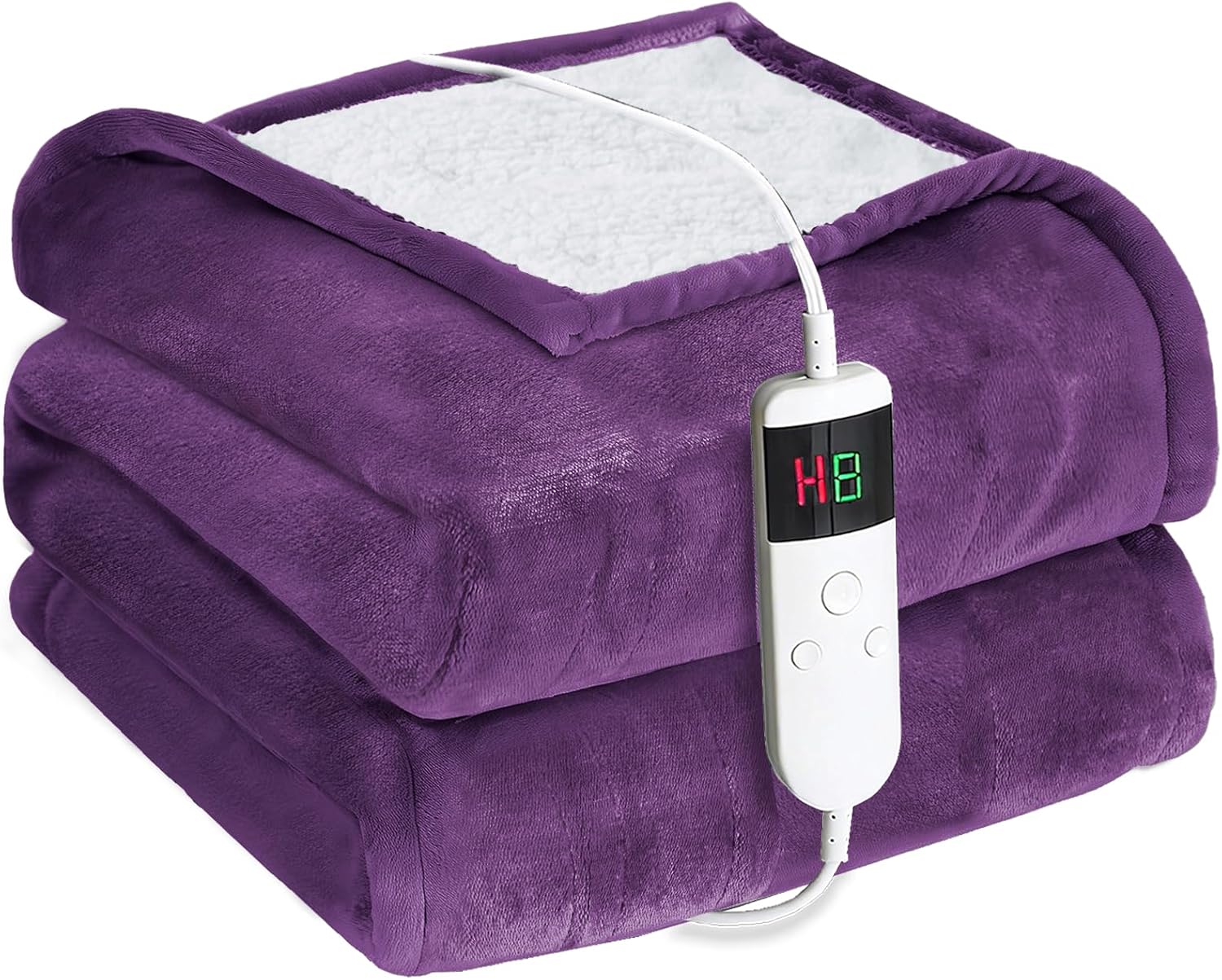 Electric Blanket with Automatic Shut-Off 130 x 180 cm 10 Heat Settings & 8-Hour Timer Overheating Protection Machine Washable Flannel Thermal Blanket Electric for Bed Sofa and Home Office